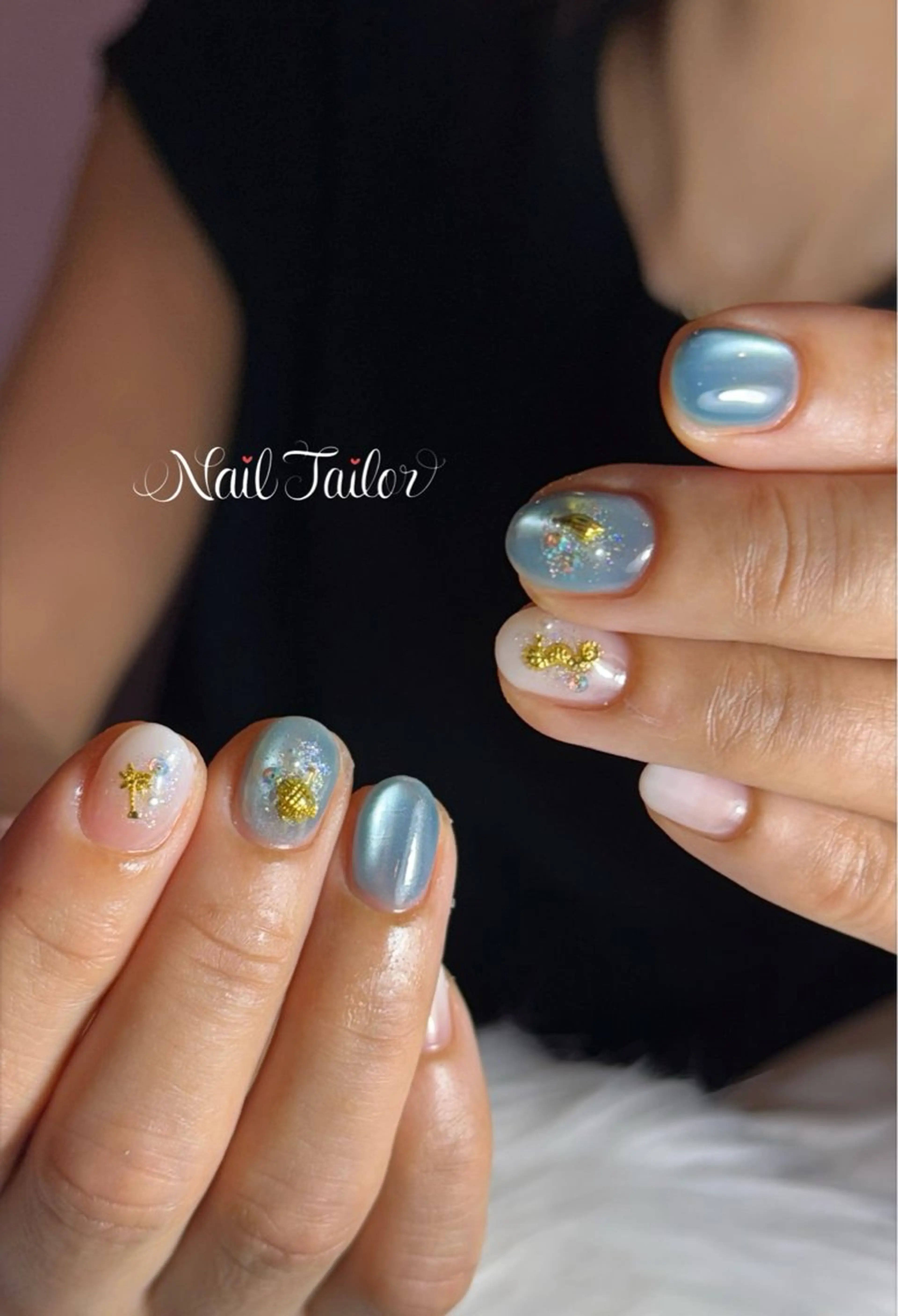 ネイル 水色 マグネットネイル ワンカラーネイル ハンドネイル 〜Nail Tailor〜 ネイルテイラー所属・NailTailor ネイルテイラーのネイルデザイン