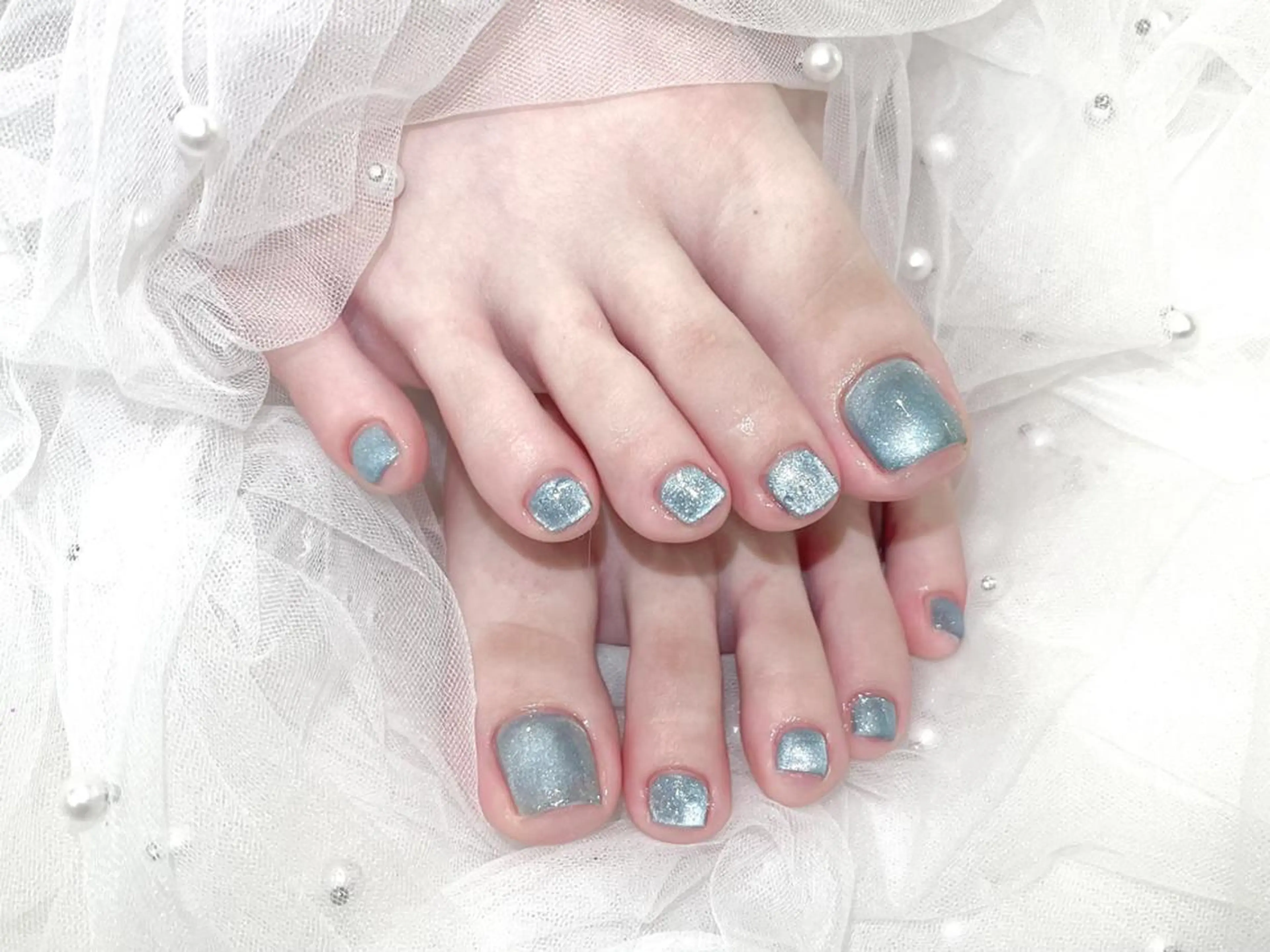 当日1名様限定価格✨［フット］’《オフあり》マグネットネイル💖🫧新規オフ無料〔ミニモ限定★大きいパーツ１つ無料〕の写真