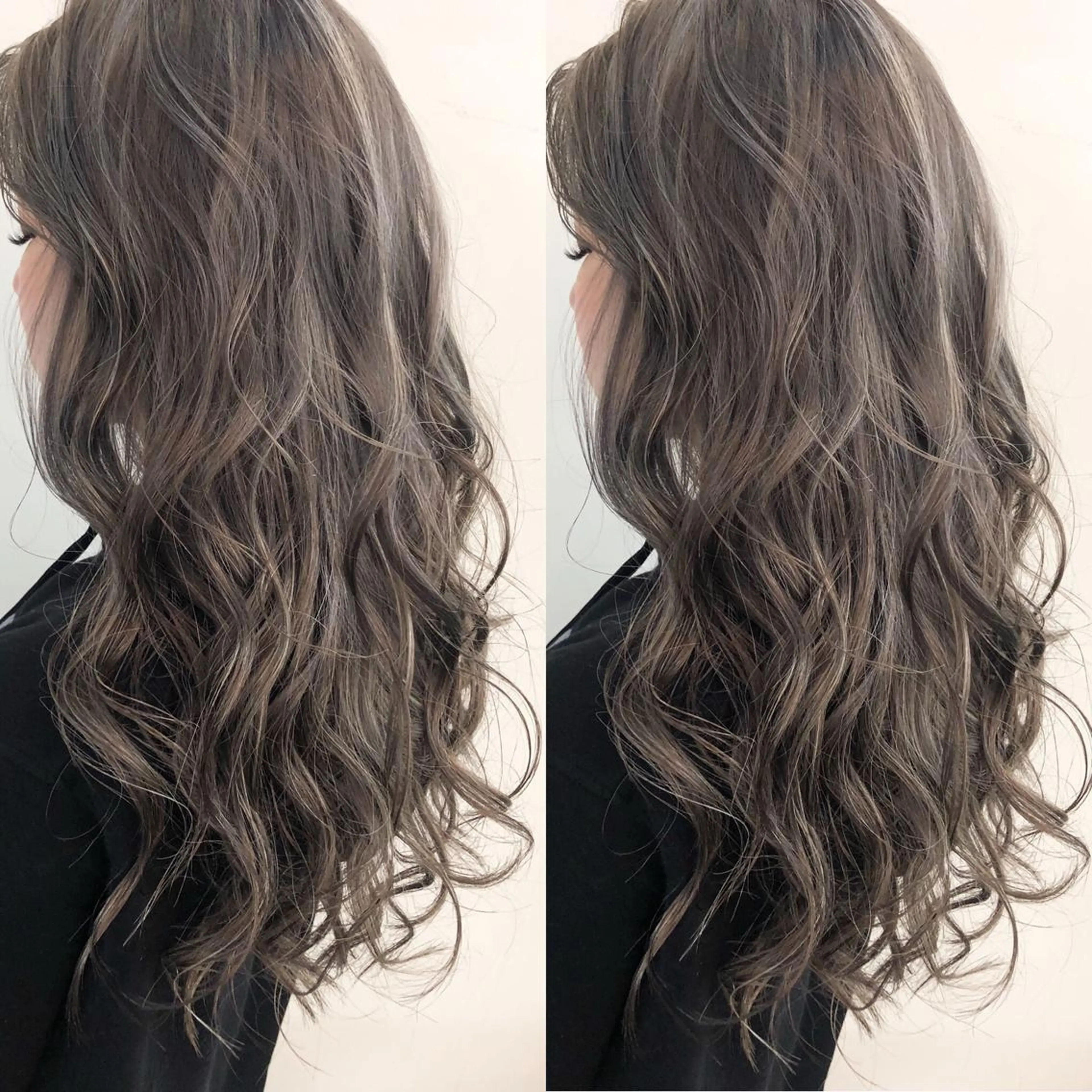 ロング カラー エクステ ハイトーン 💭黒崎ハルカのヘアスタイル