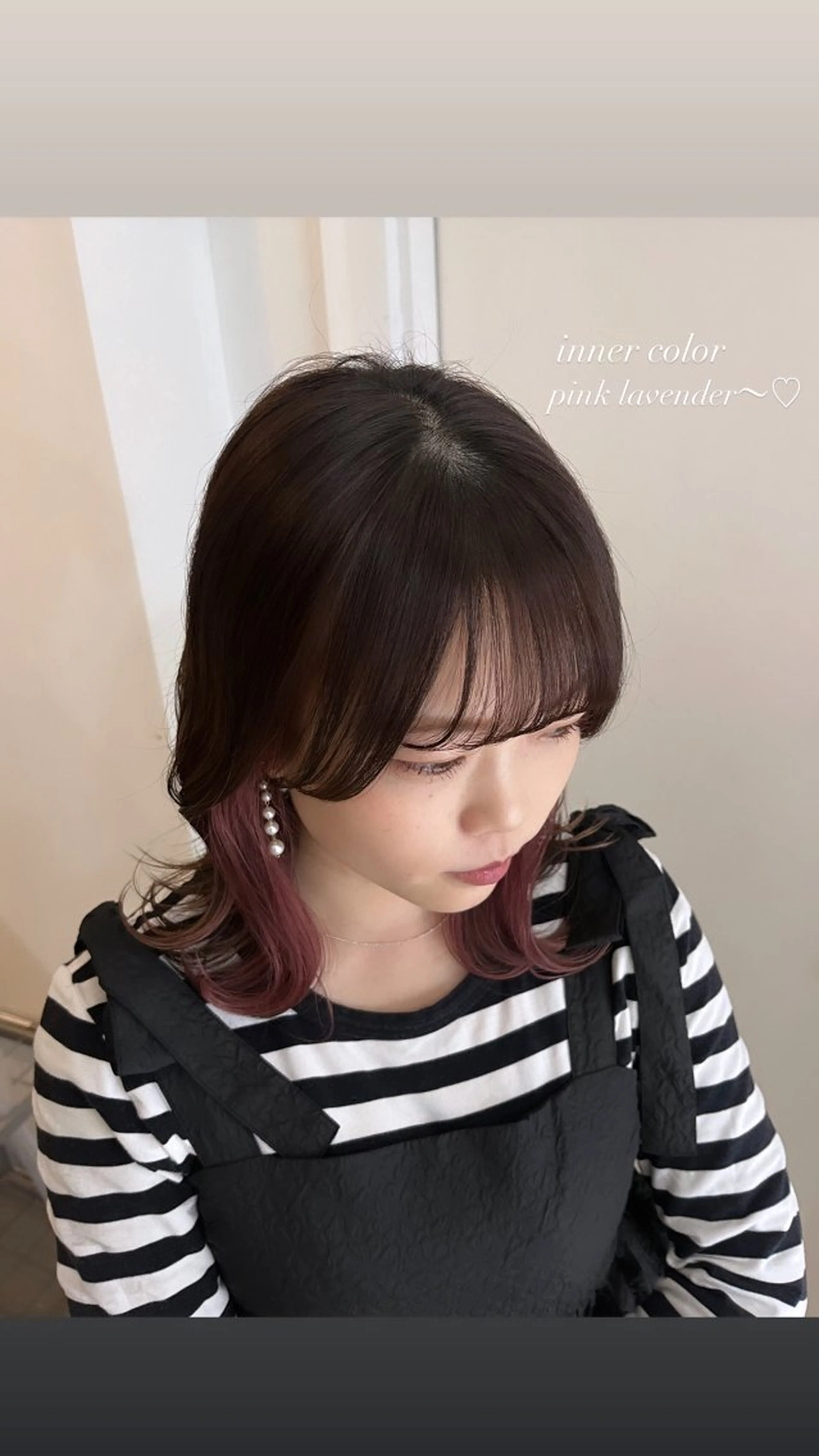 ミディアム カラー ラベンダーカラー ピンクカラー ピンクラベンダー ヘアカラー トリートメント 光本 杏のヘアスタイル