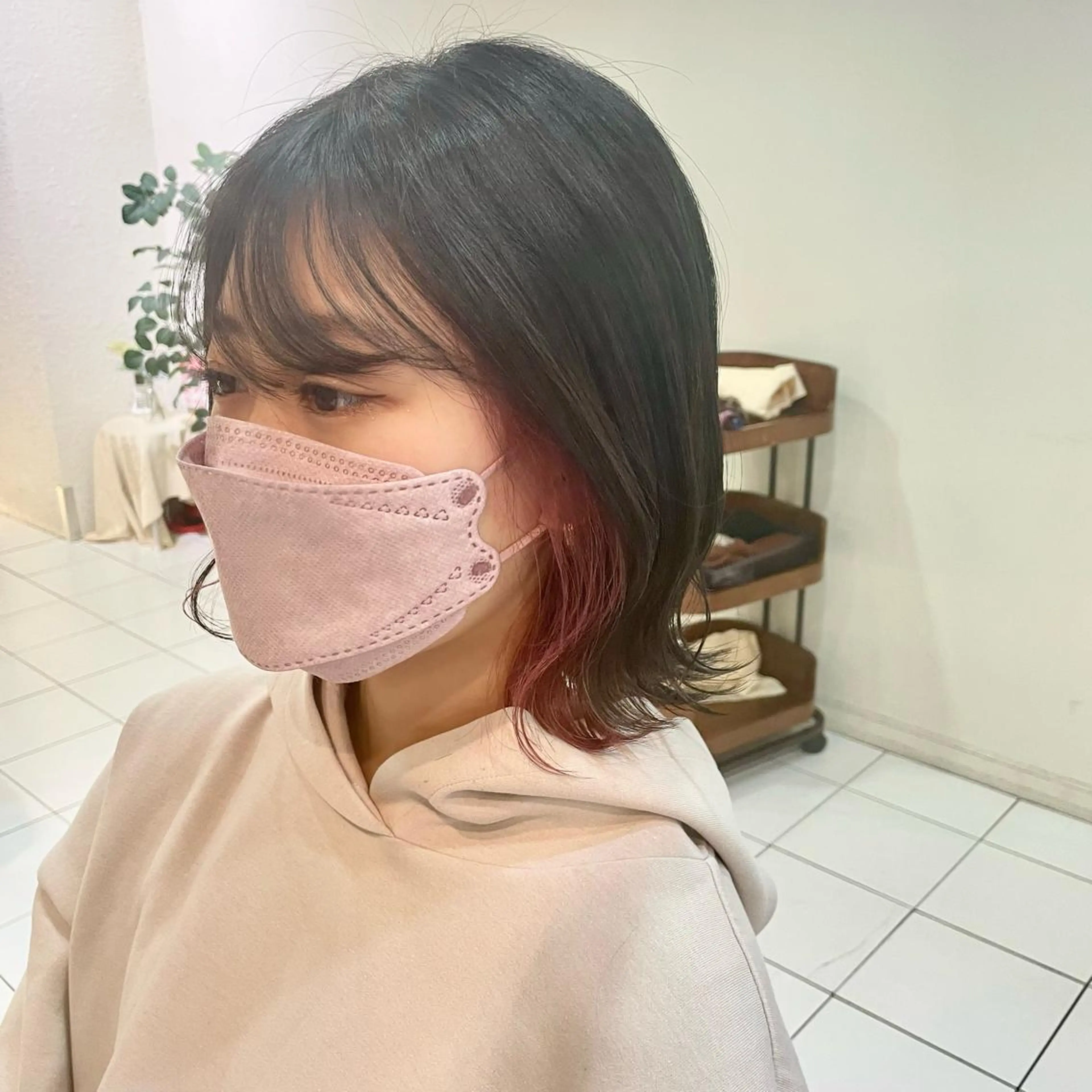 ミディアム カラー ブリーチ インナーカラー ピンクカラー 透明感カラー/ 寺田千雅子のヘアスタイル