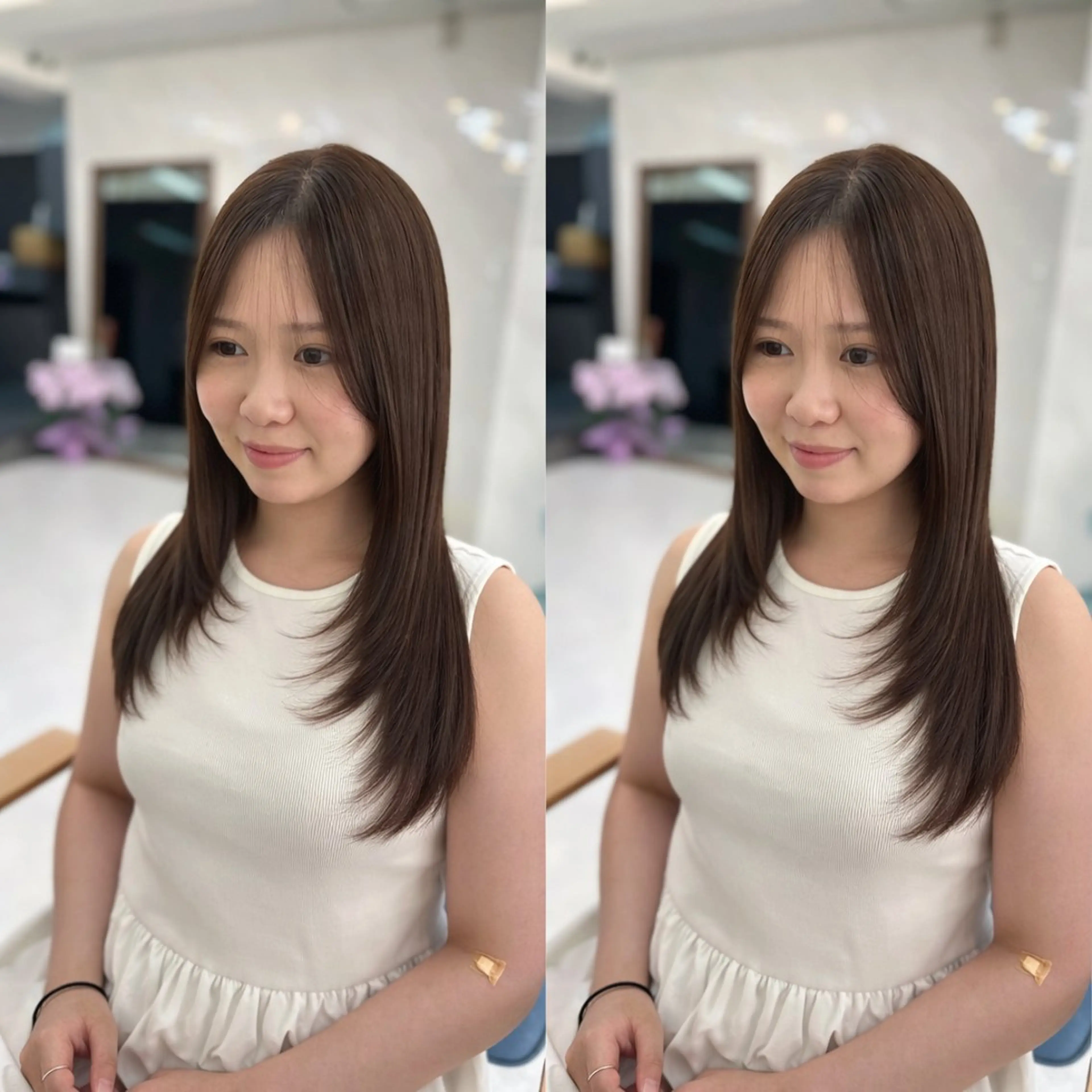 ロング カラー ベージュカラー オリーブベージュ 顔周りカット 髪質改善 縮毛矯正 ヘアカラー トリートメント 縮毛矯正×ボブ💎 髪質改善/木下のヘアスタイル