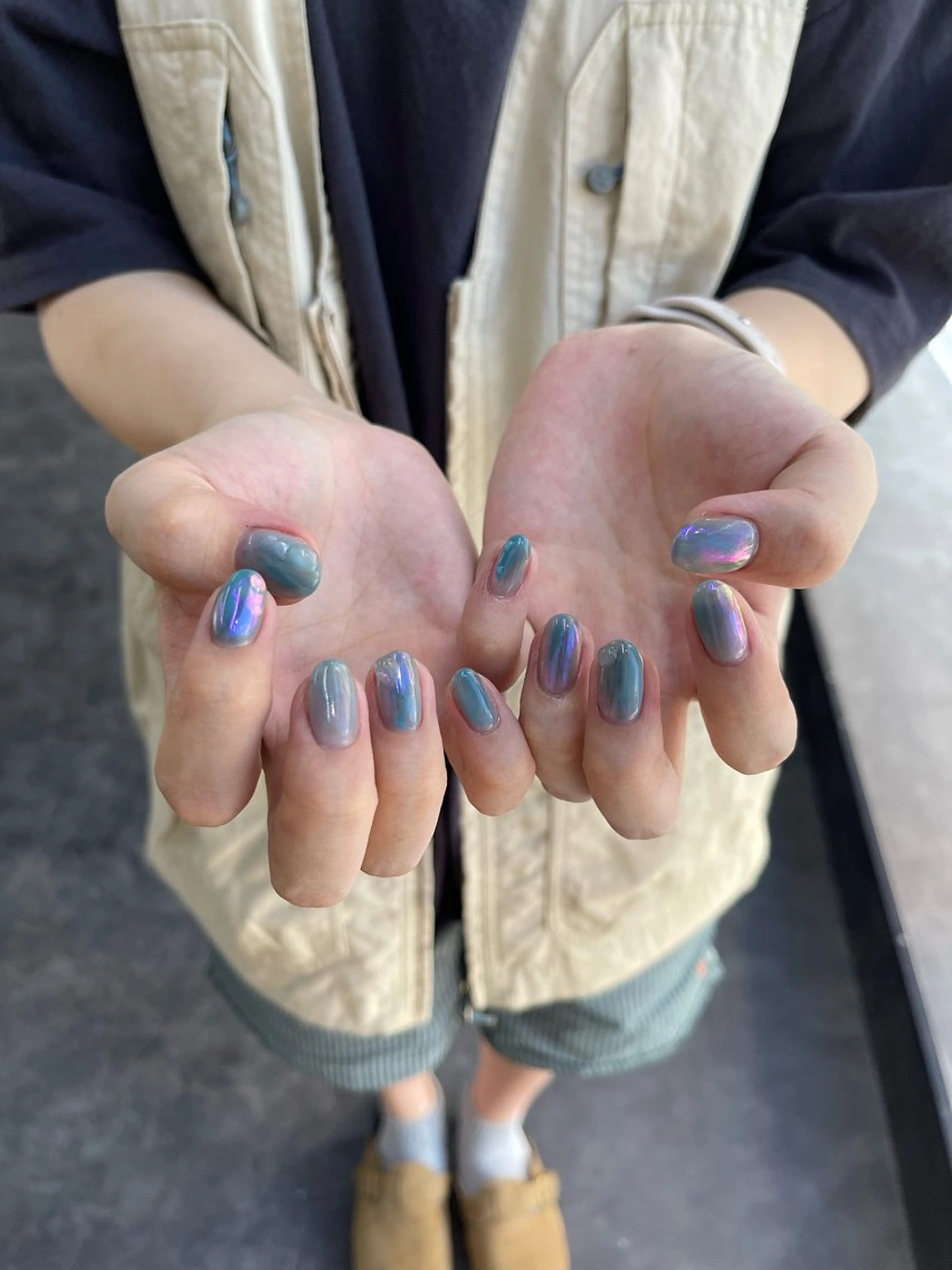 ネイル フレンチネイル マグネットネイル ニュアンスネイル ワンカラーネイル ハンドネイル GRANDE大須 Cecil💜のネイルデザイン