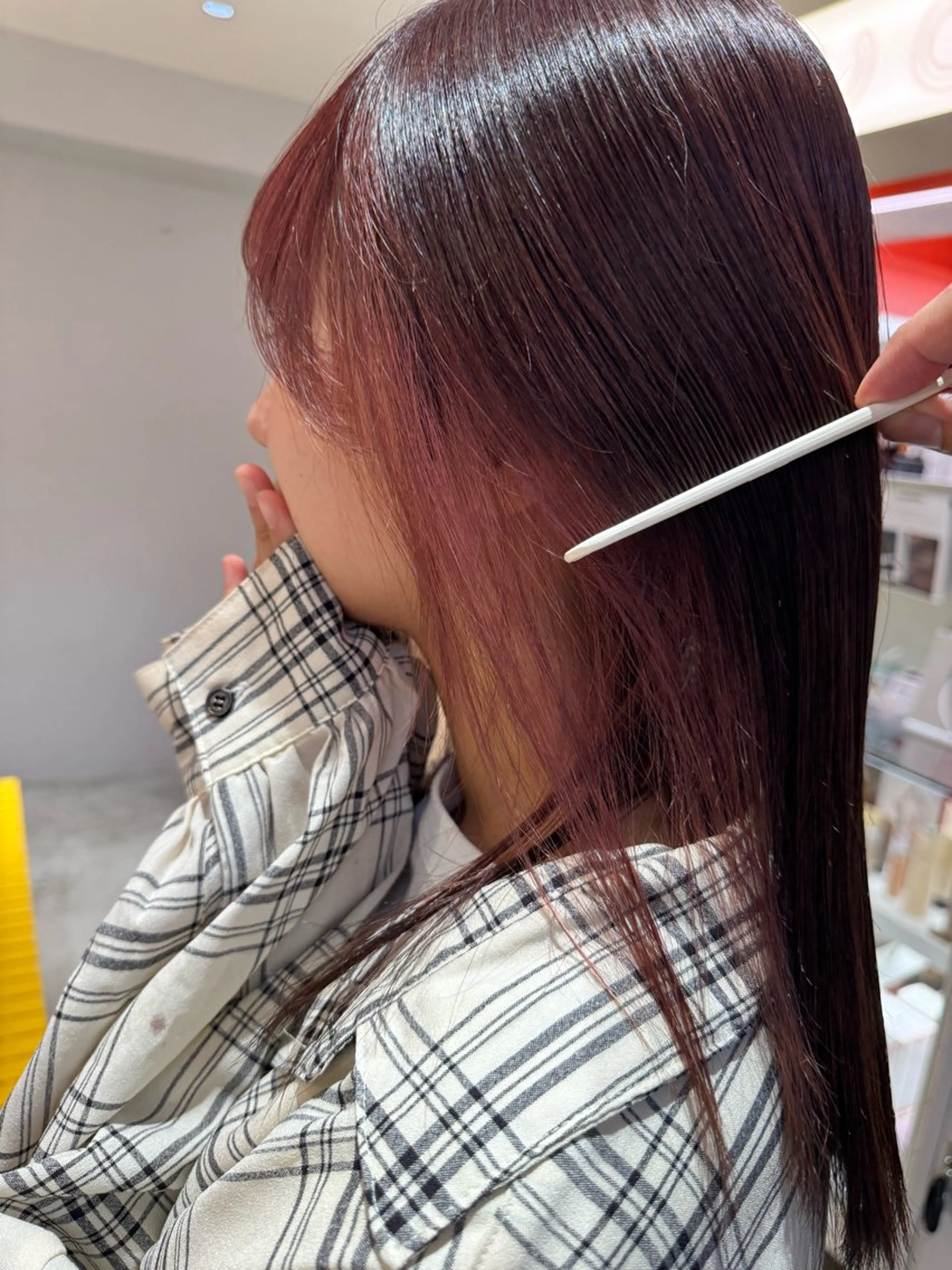 ロング カラー ミストバング  フェイスフレーミング ピンクカラー ヘアカラー ROSTAR セイゴのヘアスタイル