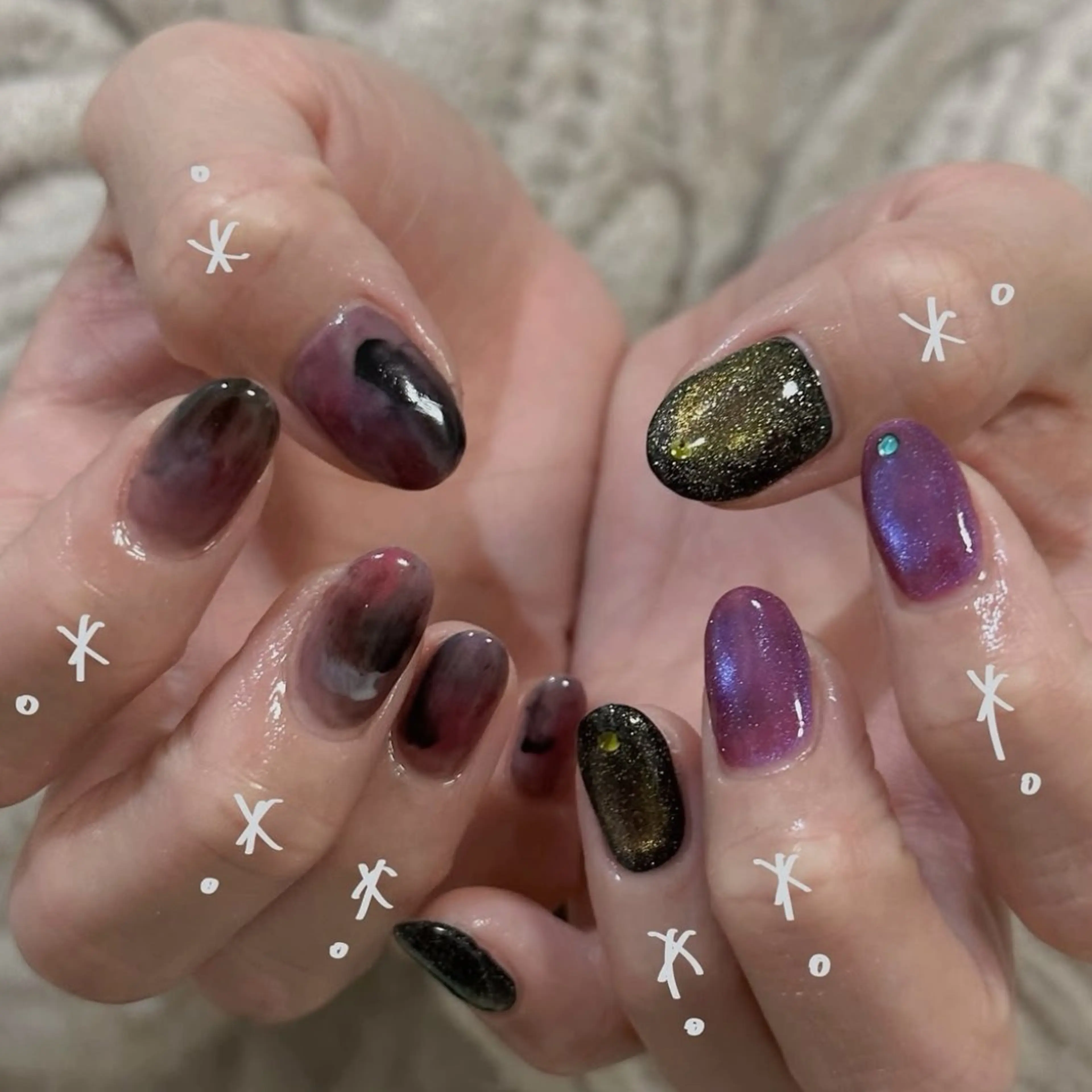 ネイル キラキラネイル マグネットネイル ニュアンスネイル ピンク talo .のネイルデザイン