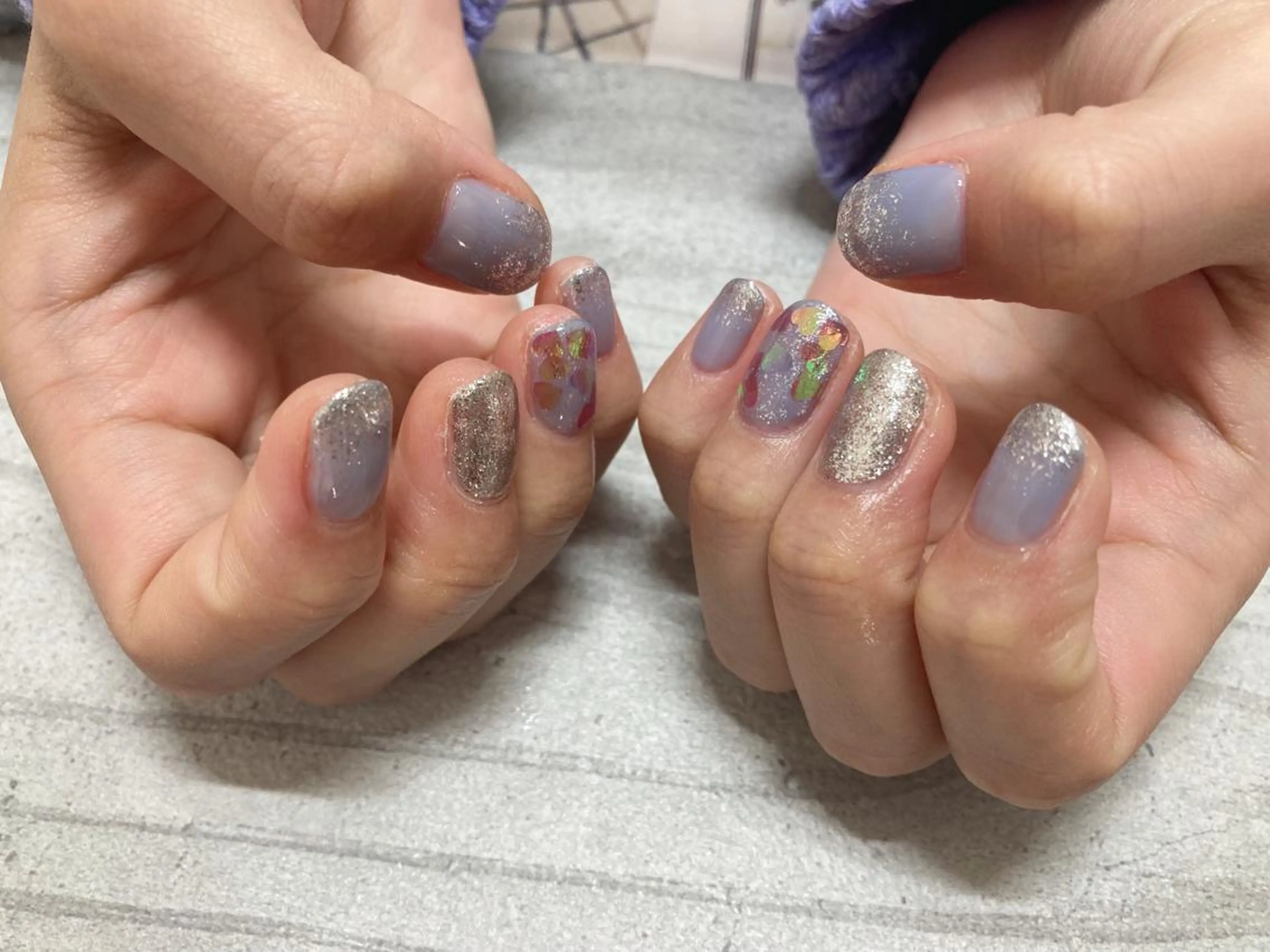 ネイル ブルー フットネイル フレンチネイル ジェルネイル ハート mogunail &blowのネイルデザイン