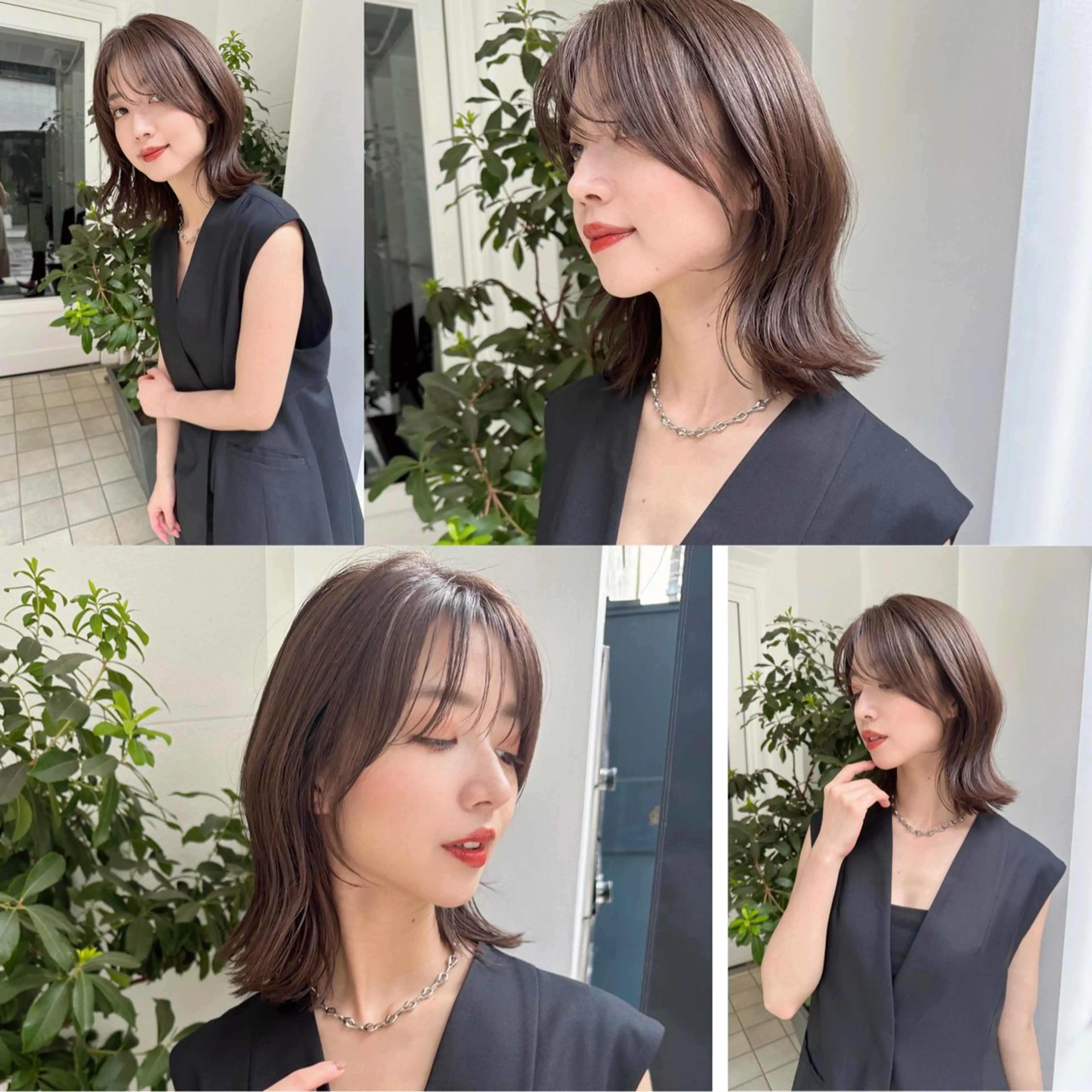 ミディアム くびれヘア くびれレイヤー レイヤーカット 小顔カット 鎌倉 彩のヘアスタイル