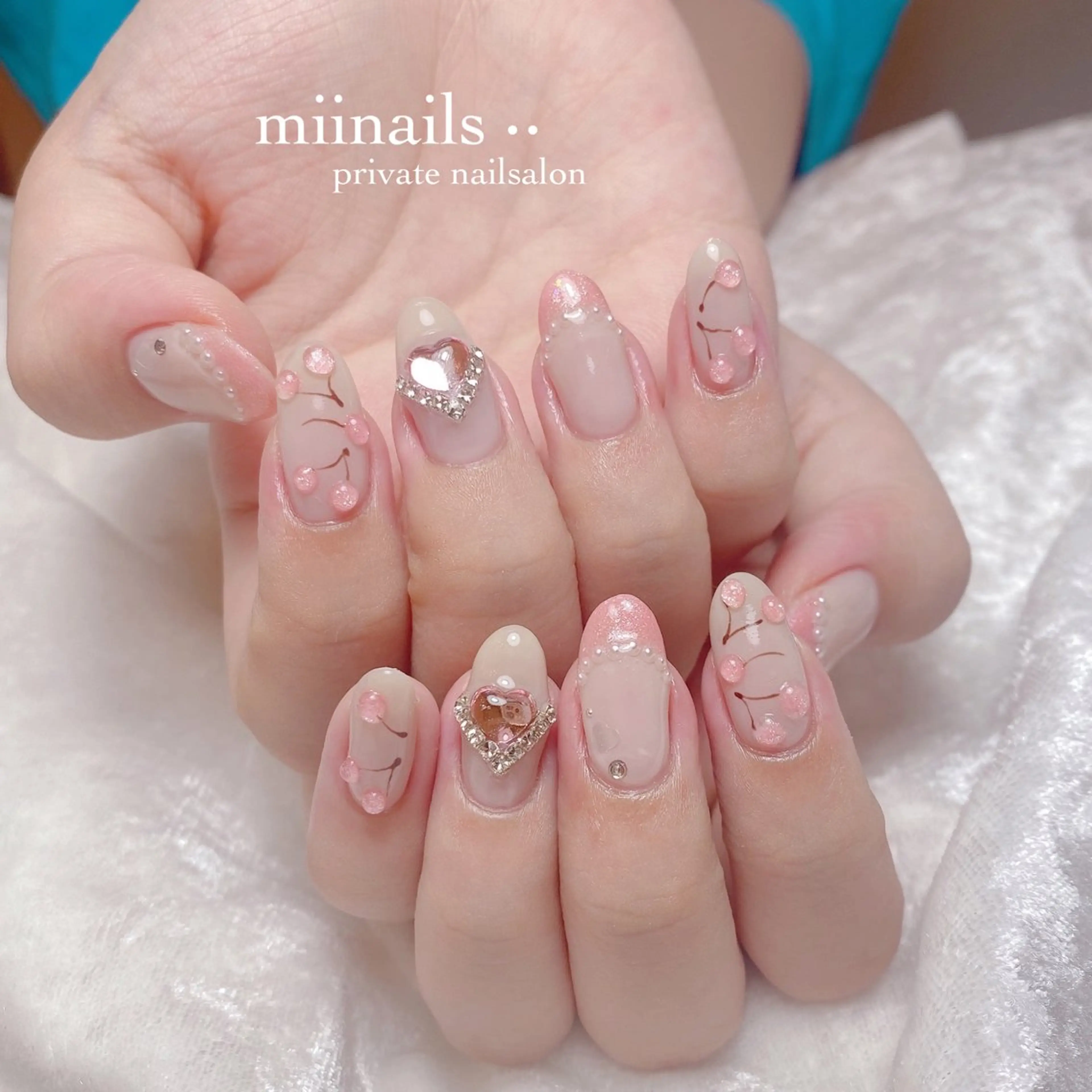 ネイル フレンチネイル 韓国ネイル ワンホンネイル ハンドネイル nailsalon miinailsのネイルデザイン