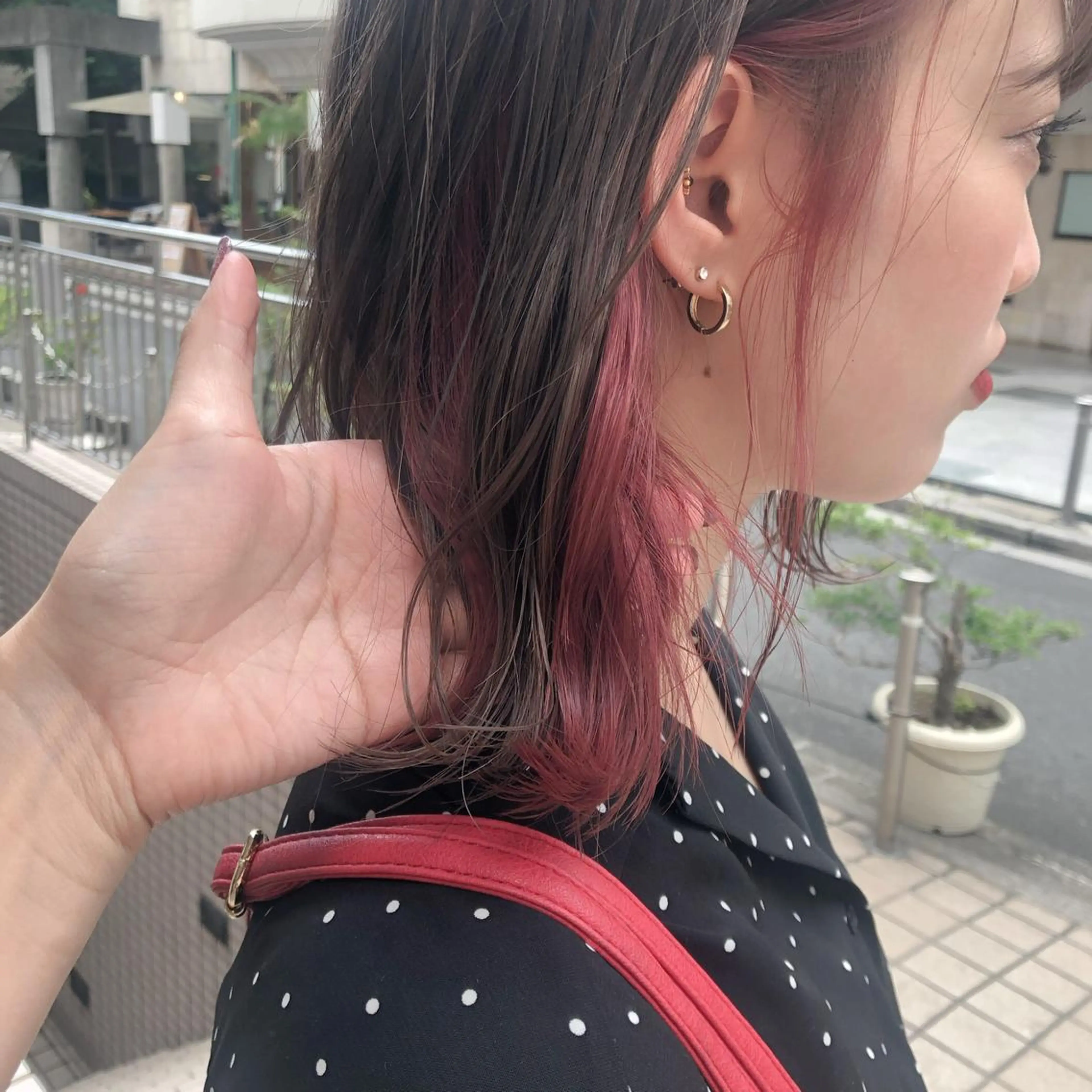 ミディアム カラー ヘアアレンジ ピンクカラー 天神レイヤーカット No.1💖マユカのヘアスタイル