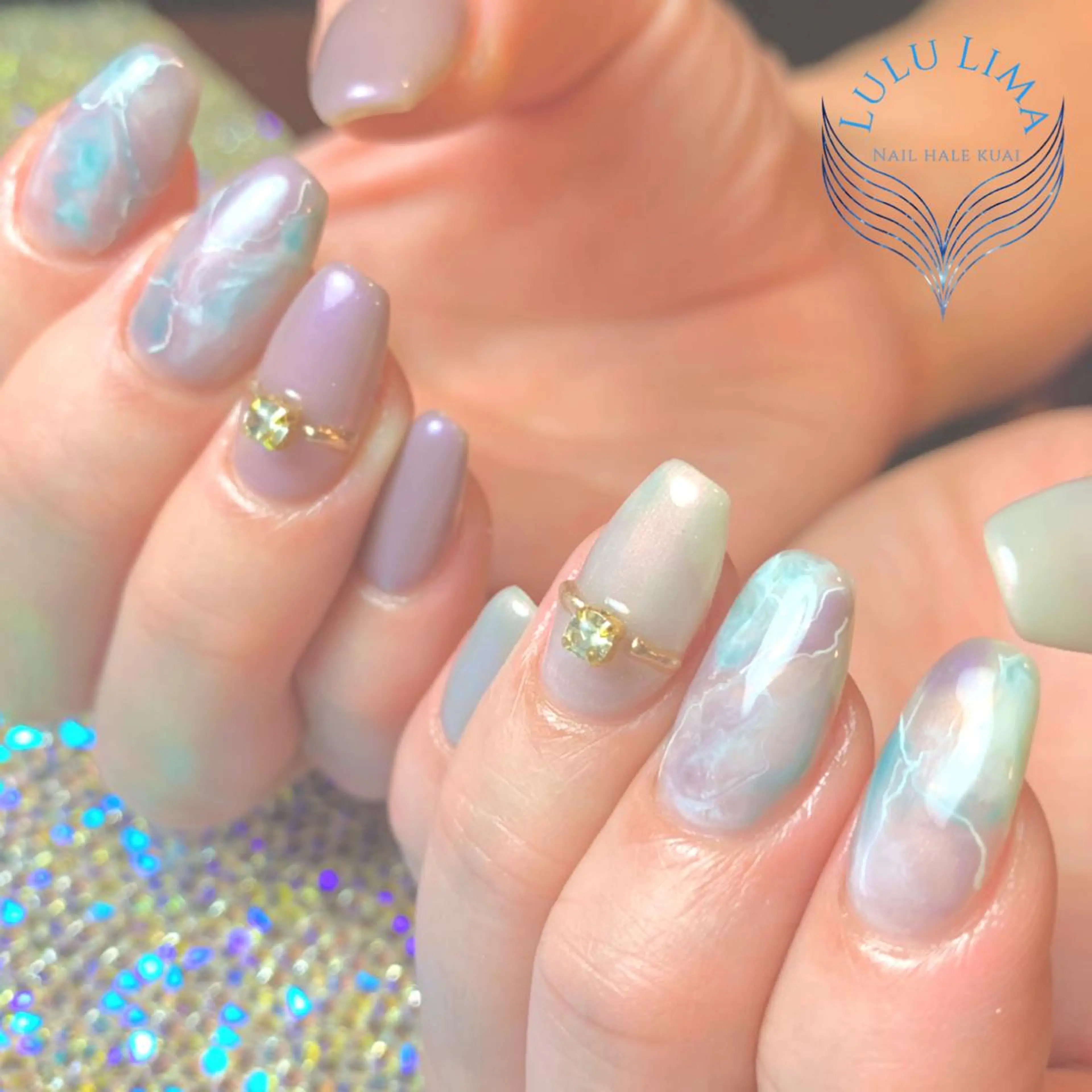 ネイル 大理石ネイル(マーブル) ストーンネイル ハンドネイル ハンドケア LULU LIMAのネイルデザイン