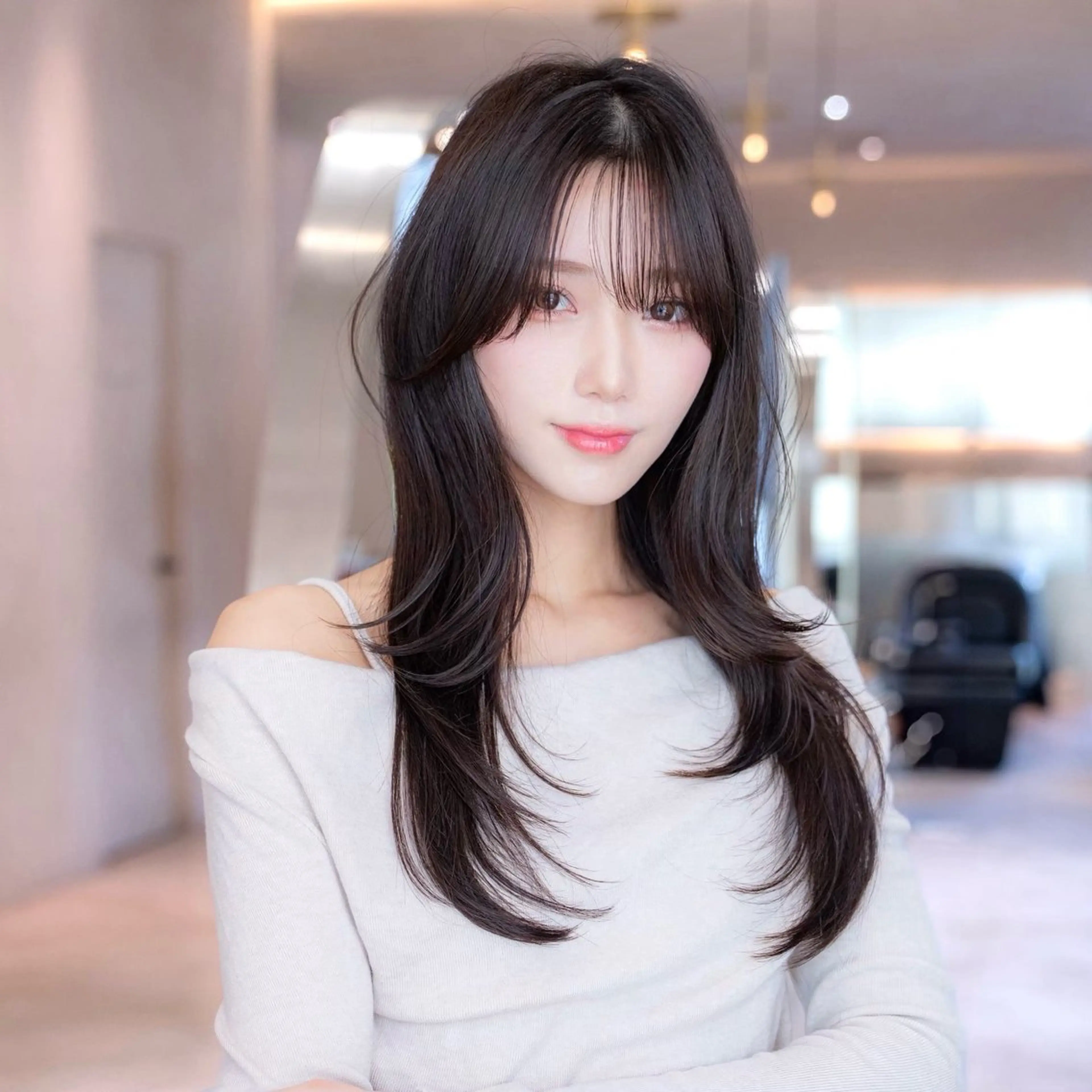 ロング ボブ 顔まわりレイヤー 顔周りカット ハッシュカット 髪質改善 原宿/韓国/髪質改善 /レイヤー/ボブのヘアスタイル