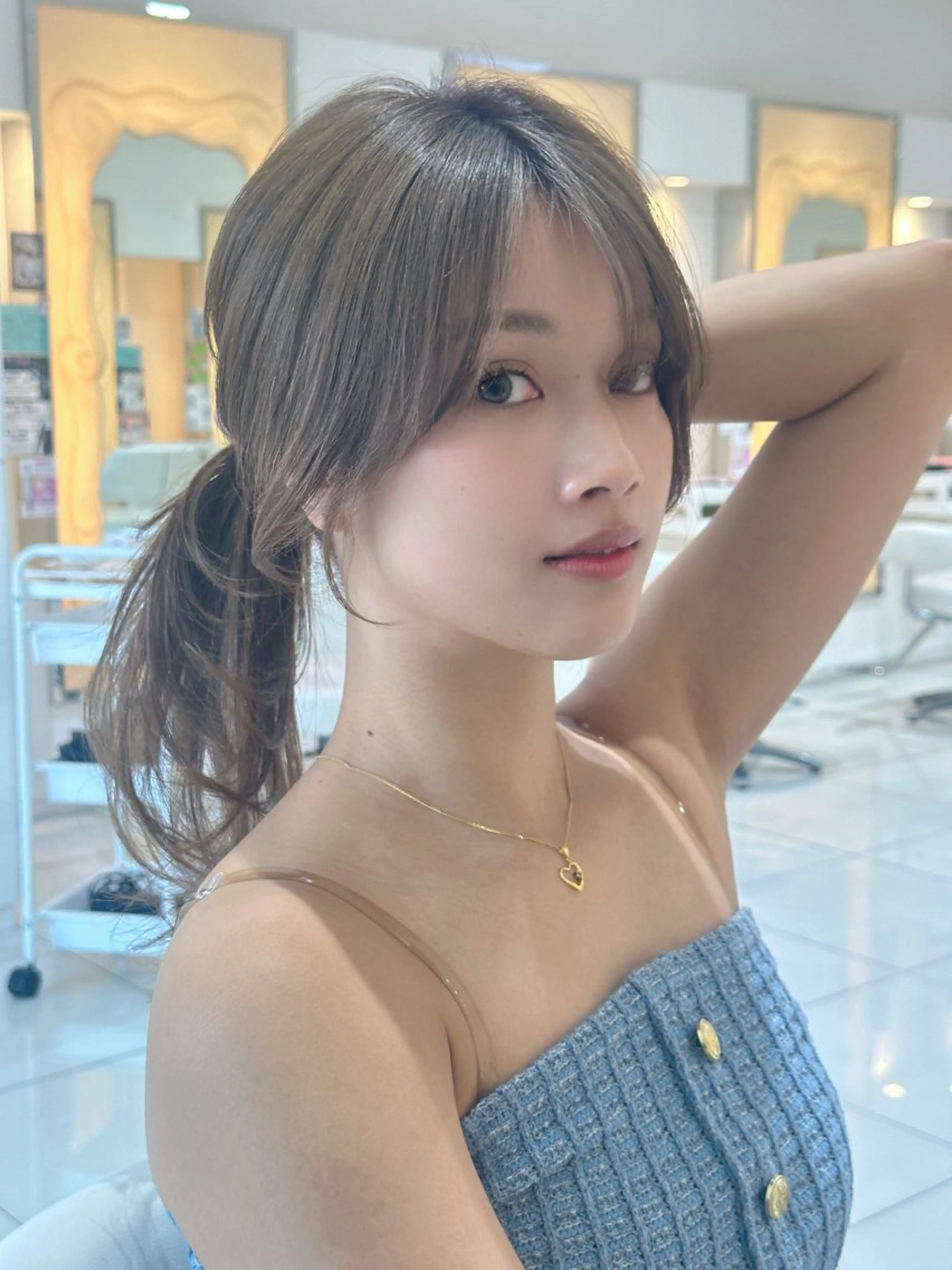 セミロング カット 小顔レイヤー/ ベージュ🤍Rieのヘアスタイル