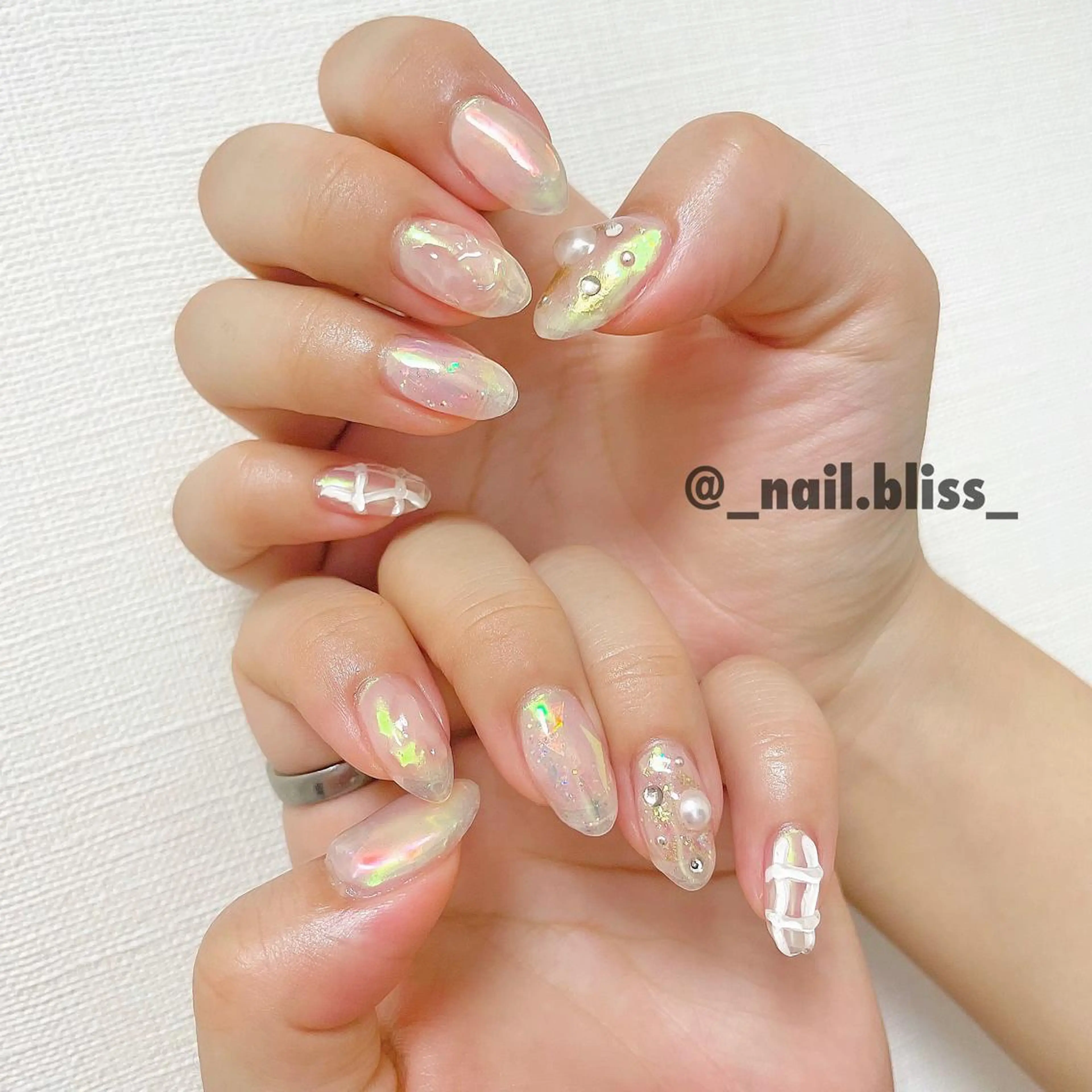 ネイル オーロラネイル 氷ネイル・うるうるネイル NAIL BLISSのネイルデザイン