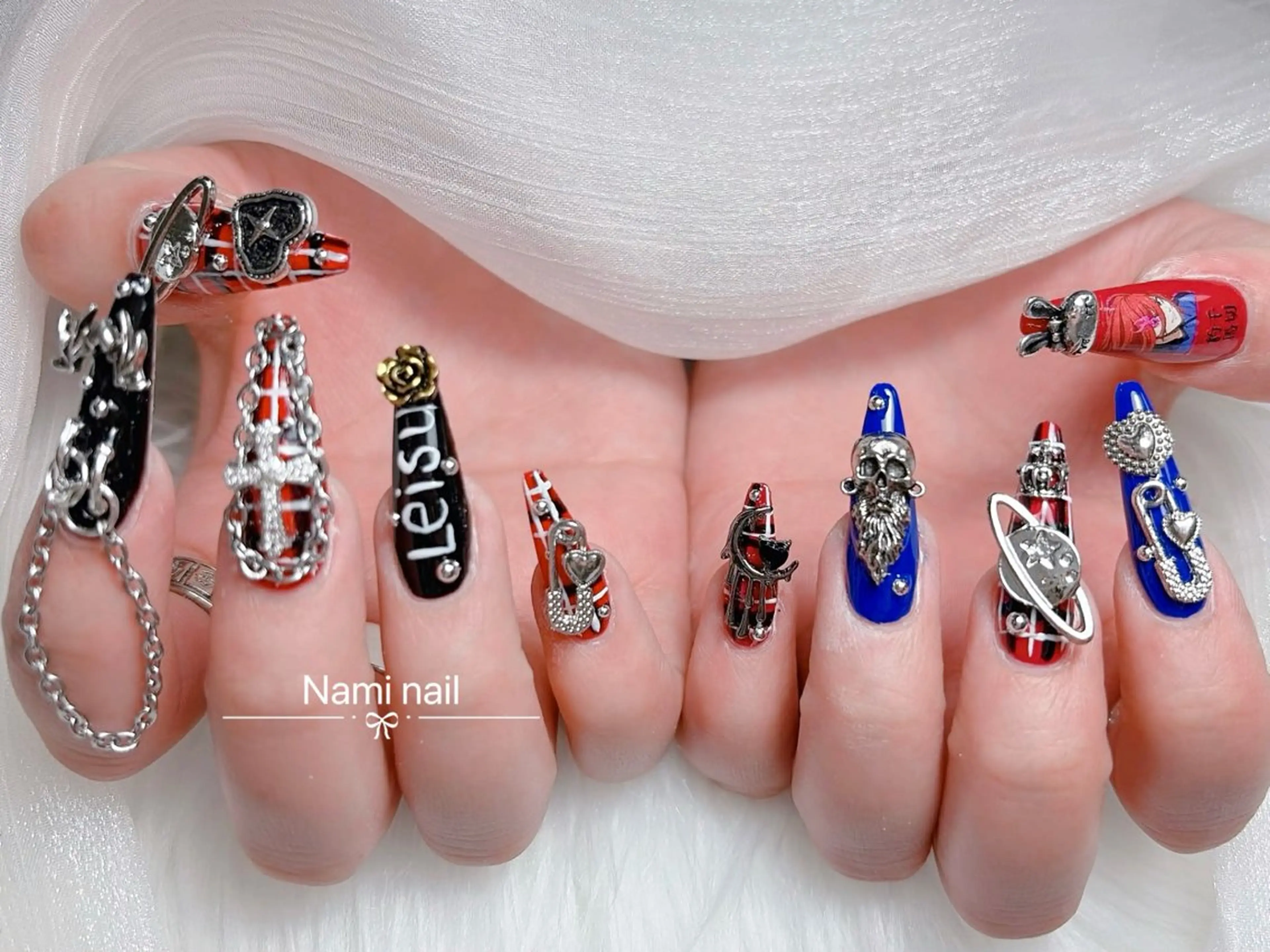 ネイル 長さ出し ガーリー 韓国ネイル ロングネイル 持ち込み ハンドネイル Nami nail salonのネイルデザイン