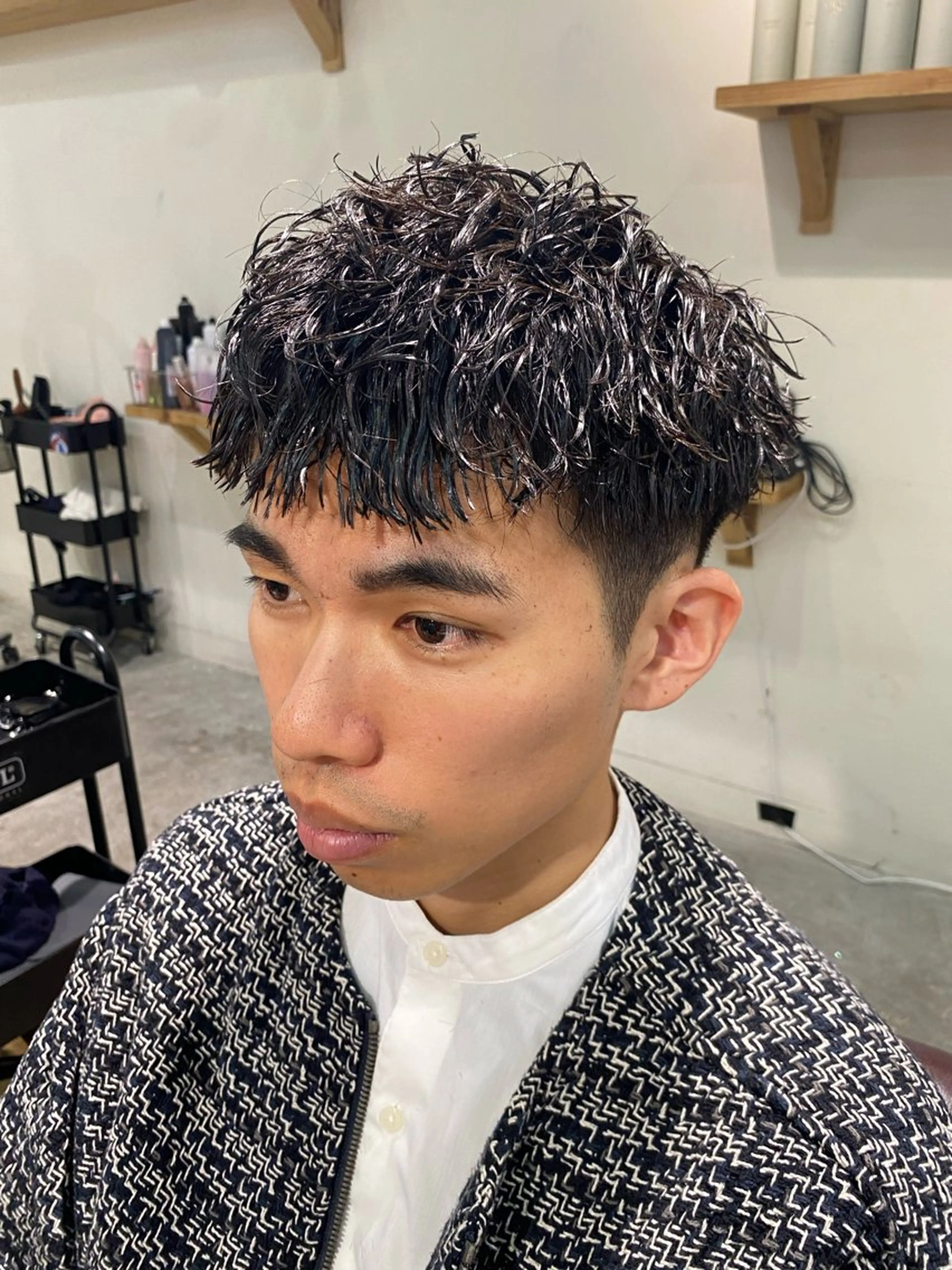 ショート パーマ メンズ カット パーマ パーマ特化/フェザー パーマシャドウ/真生のヘアスタイル