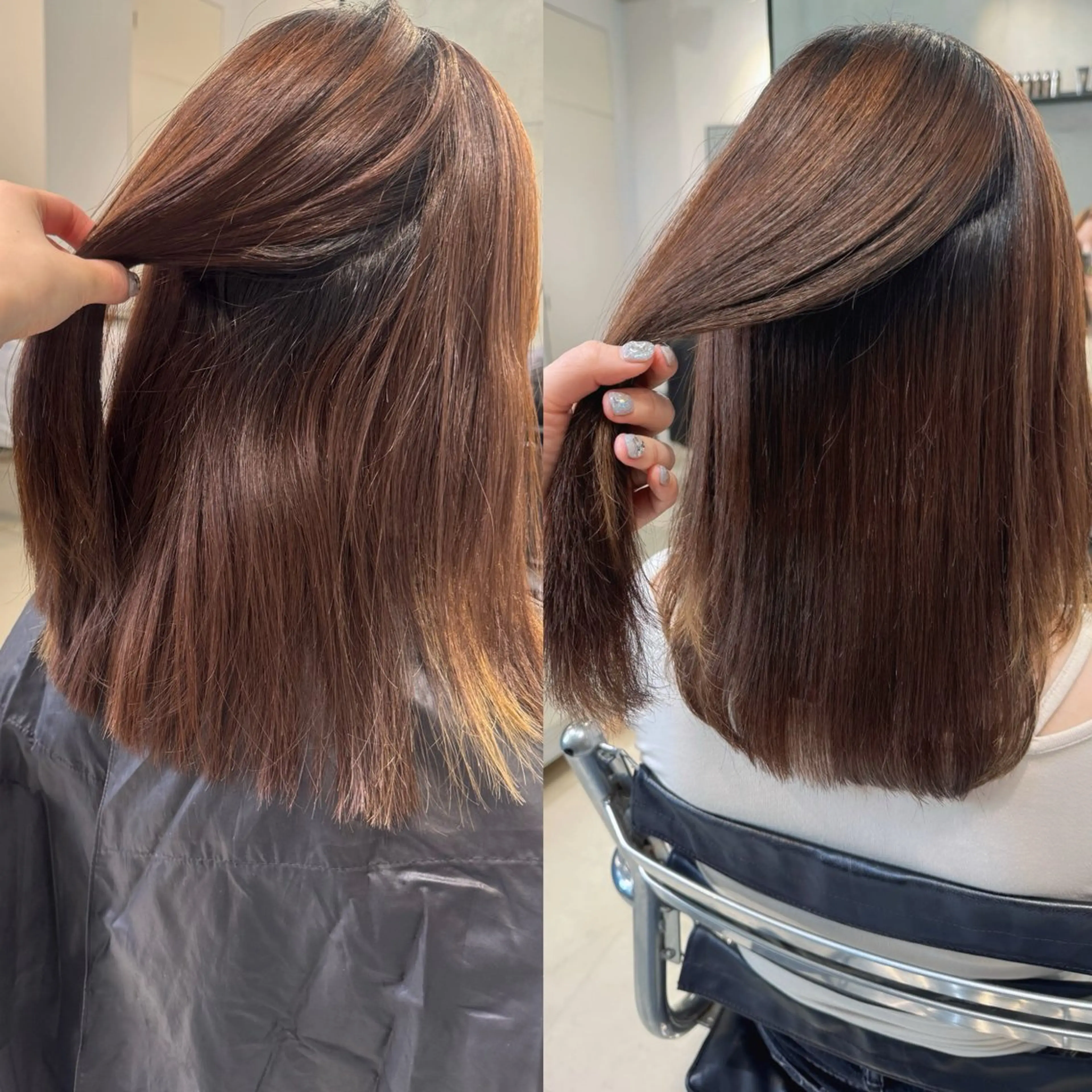 セミロング カラー パーマ ヘアアレンジ カット ヘアカラー 縮毛矯正 トリートメント 透明感/オリーブ/ グレージュ/YUKAのヘアスタイル