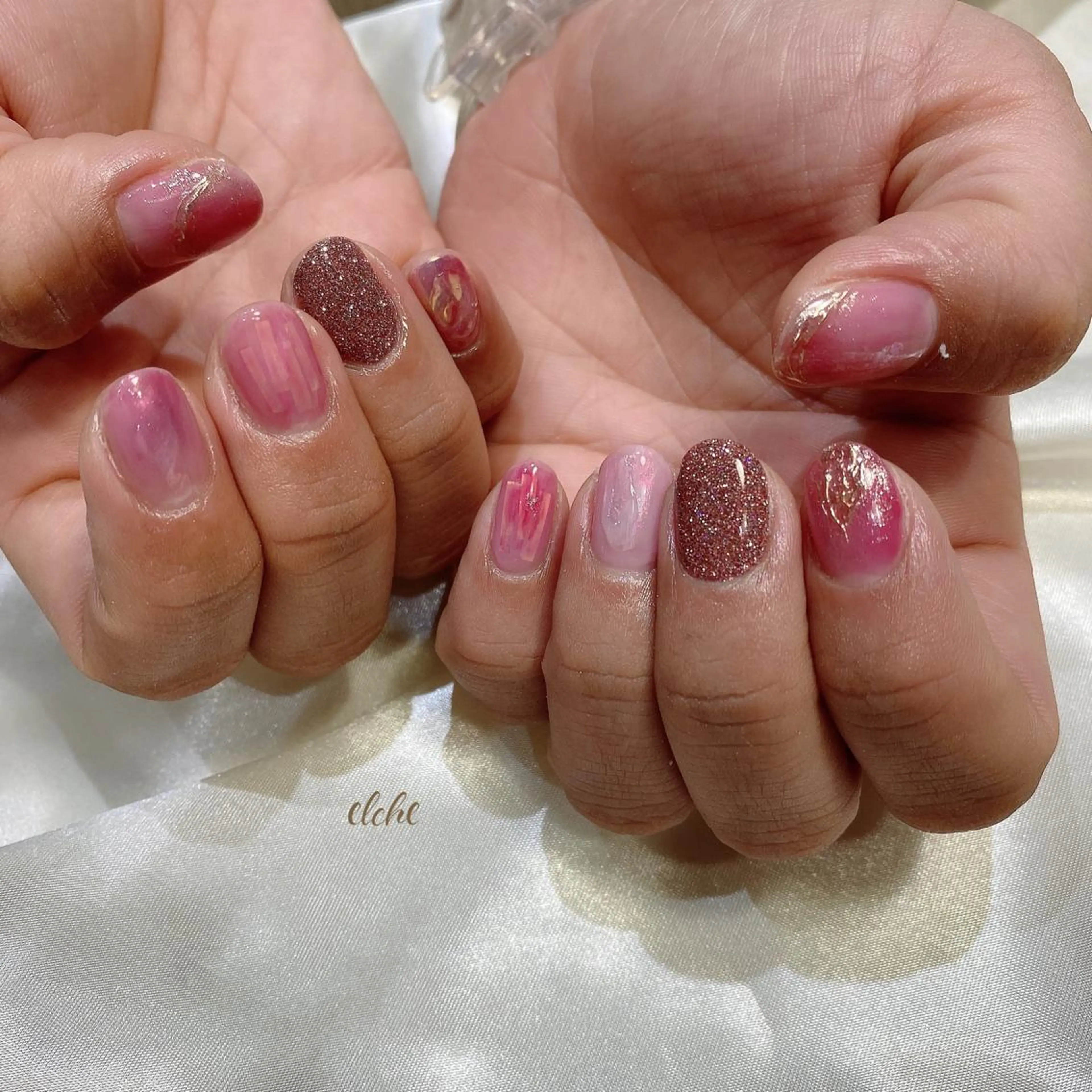 ネイル フラッシュネイル ラメ(グリッター) Rio 𓍼のネイルデザイン