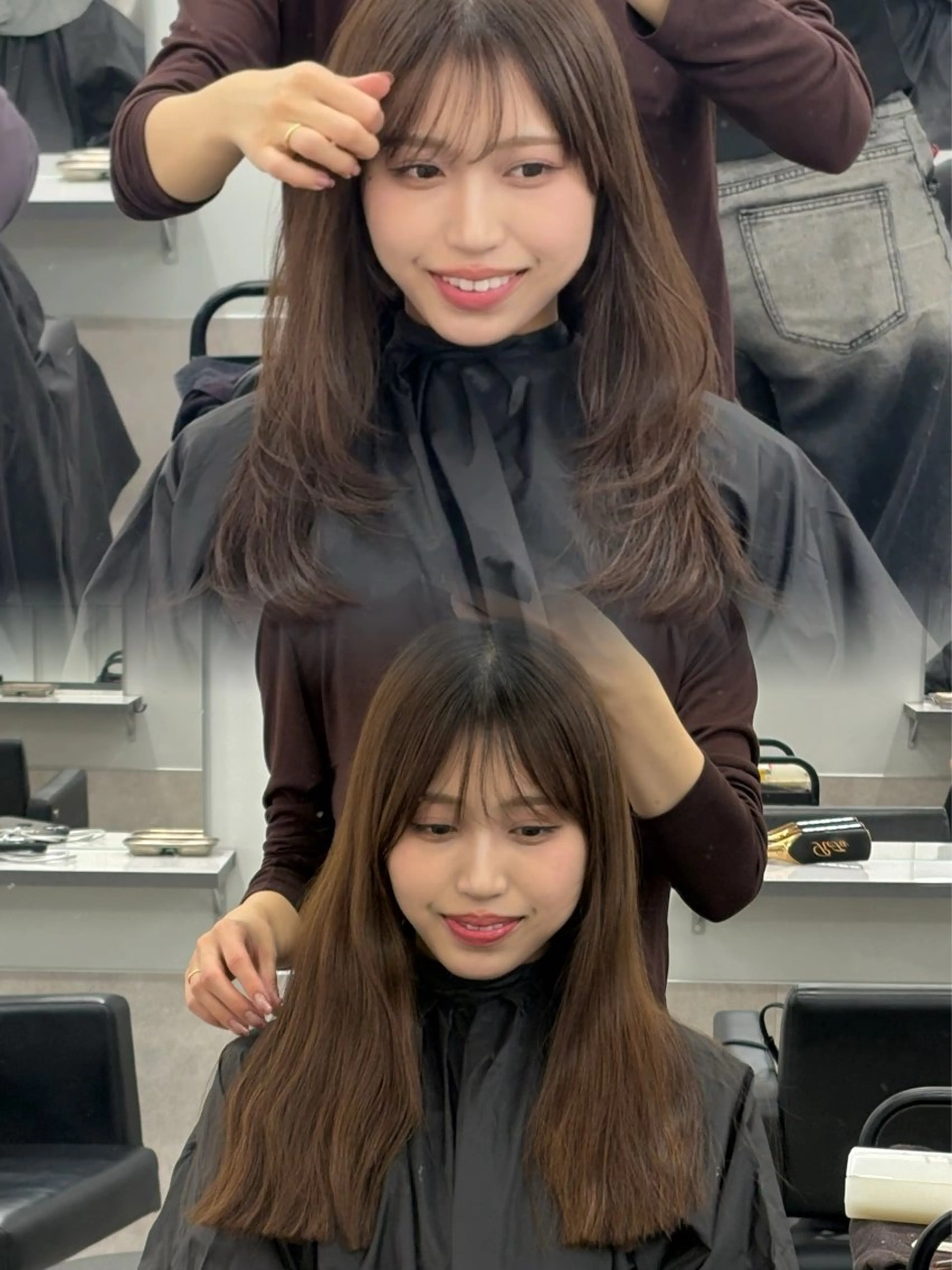 ミディアム カット ヘアカラー トリートメント ブリーチなし透明感 🪄aoi🤎のヘアスタイル