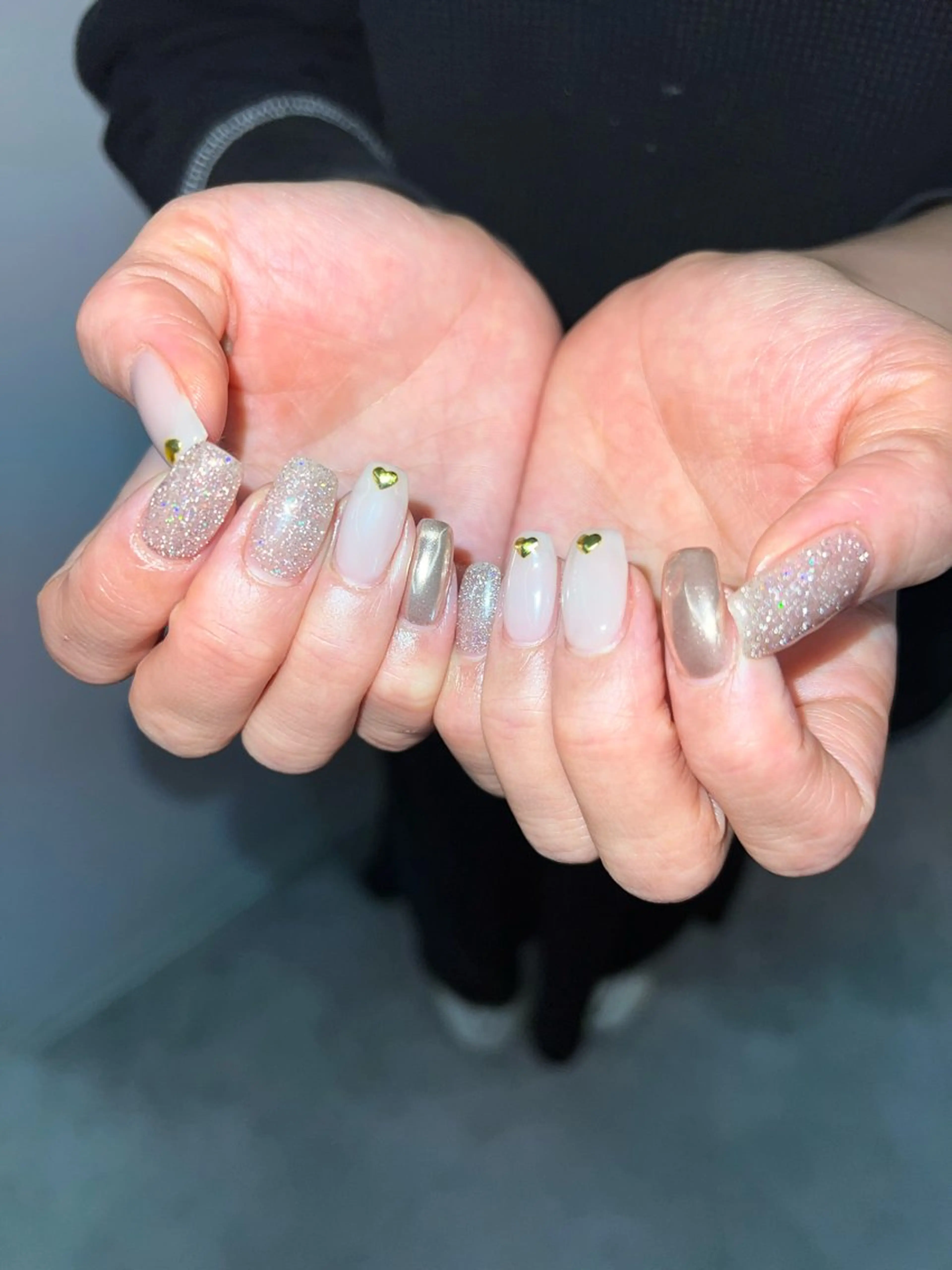 ネイル フラッシュネイル フレンチネイル ジェルネイル ハート マグネットネイル ハンドネイル ハンドケア Bana_ Nailのネイルデザイン