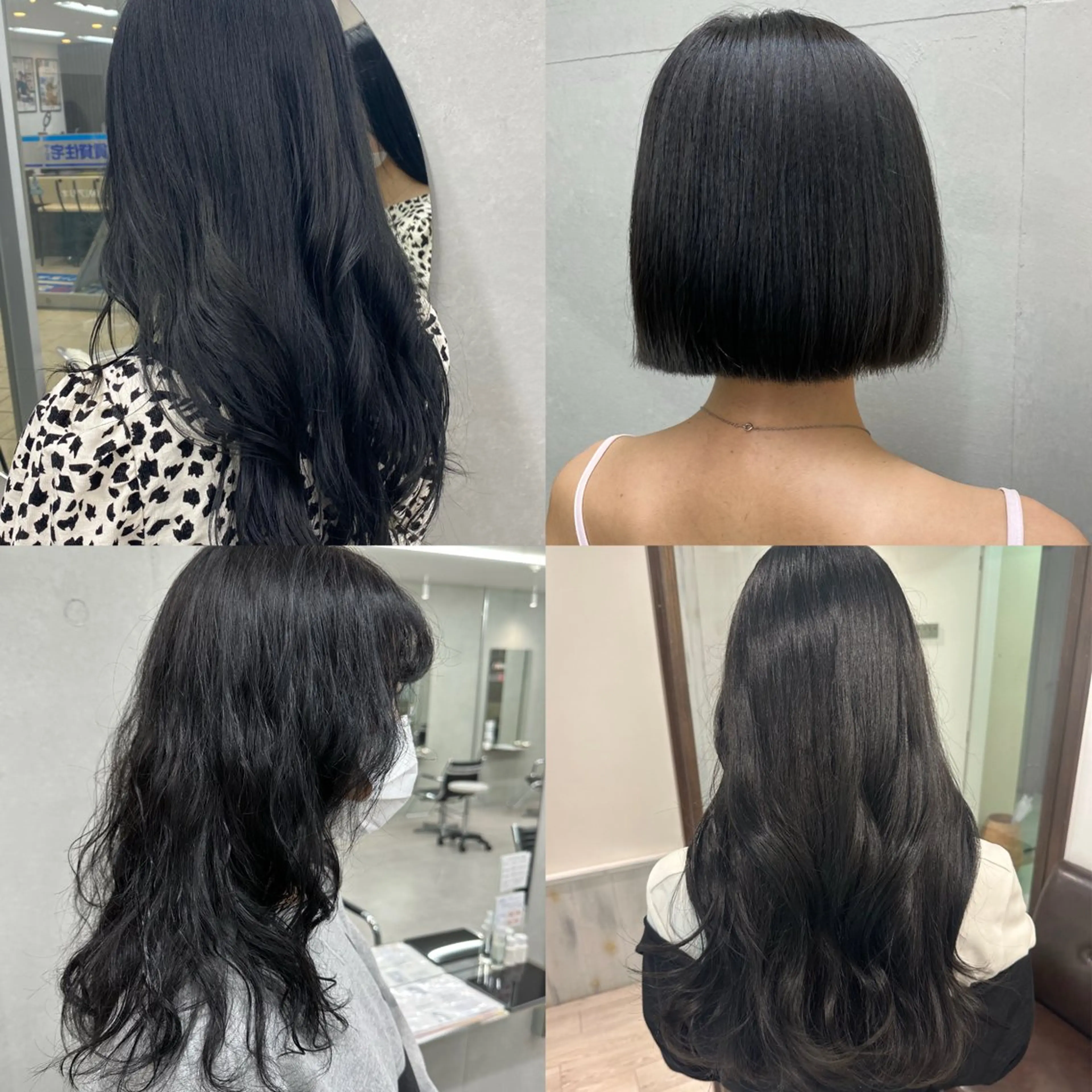 カラー 黒髪 ブルーカラー ブルーブラック nana 韓国スタイル🇰🇷のヘアスタイル