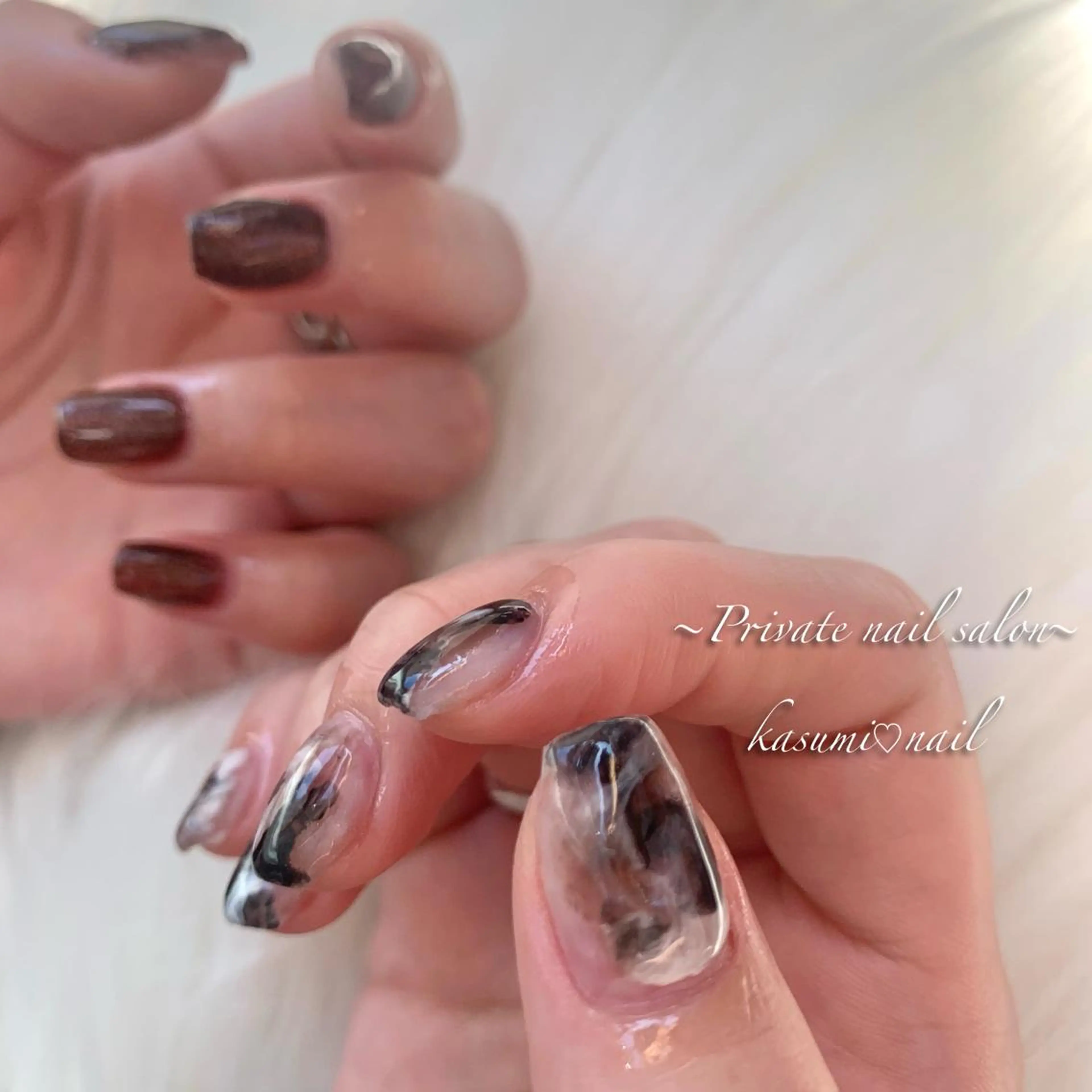 ネイル アートネイル ラメ(グリッター) マグネットネイル ミラーネイル 持ち込み KASUMI♡ Nailのネイルデザイン