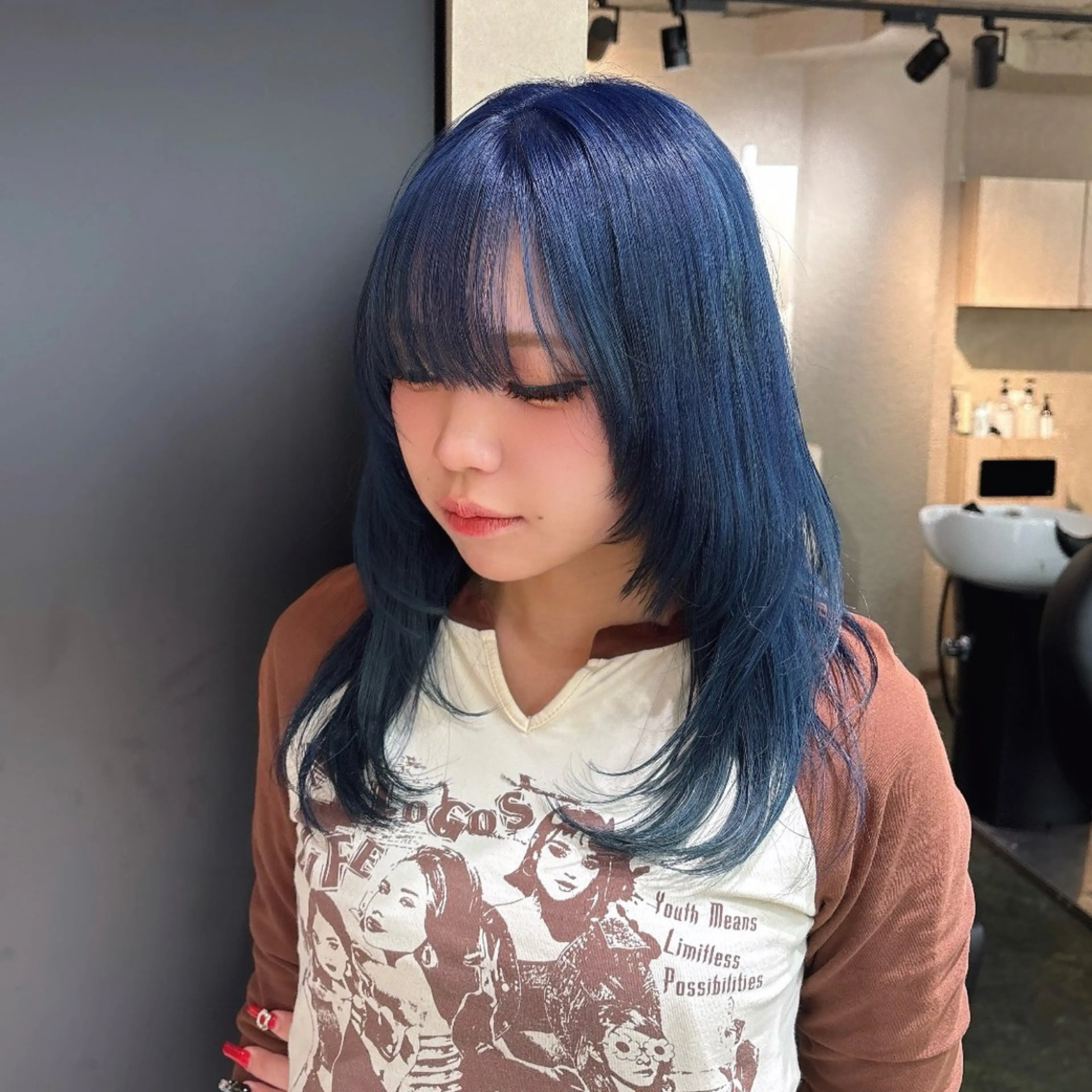 ミディアム カラー ウルフカット ヘアカラー 🌟難波/EIGHT 副店長RIKOのヘアスタイル