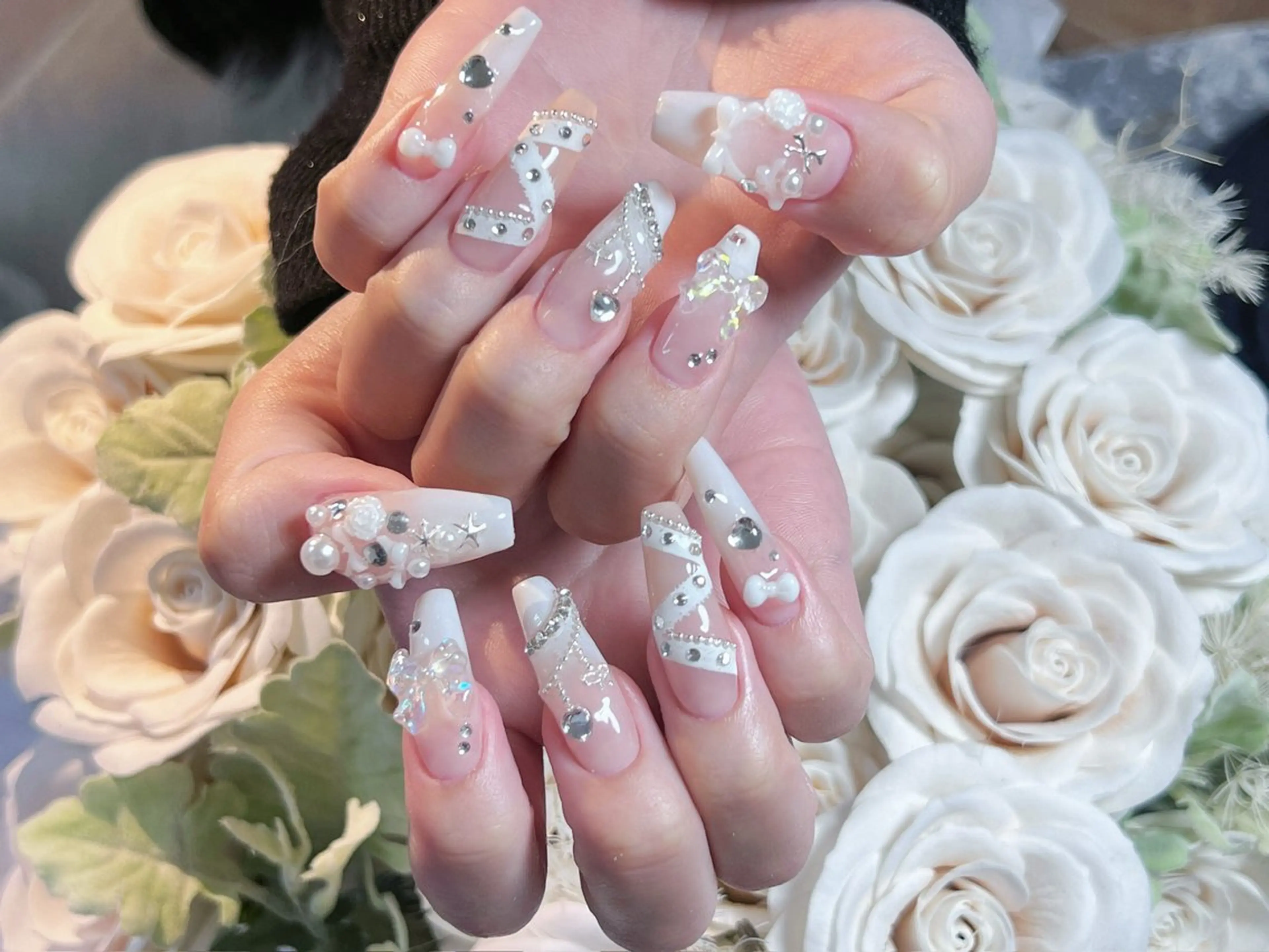 ネイル ロングネイル 持ち込み スカルプネイル 冬ネイル クリスマス ハンドネイル Painty nailのネイルデザイン