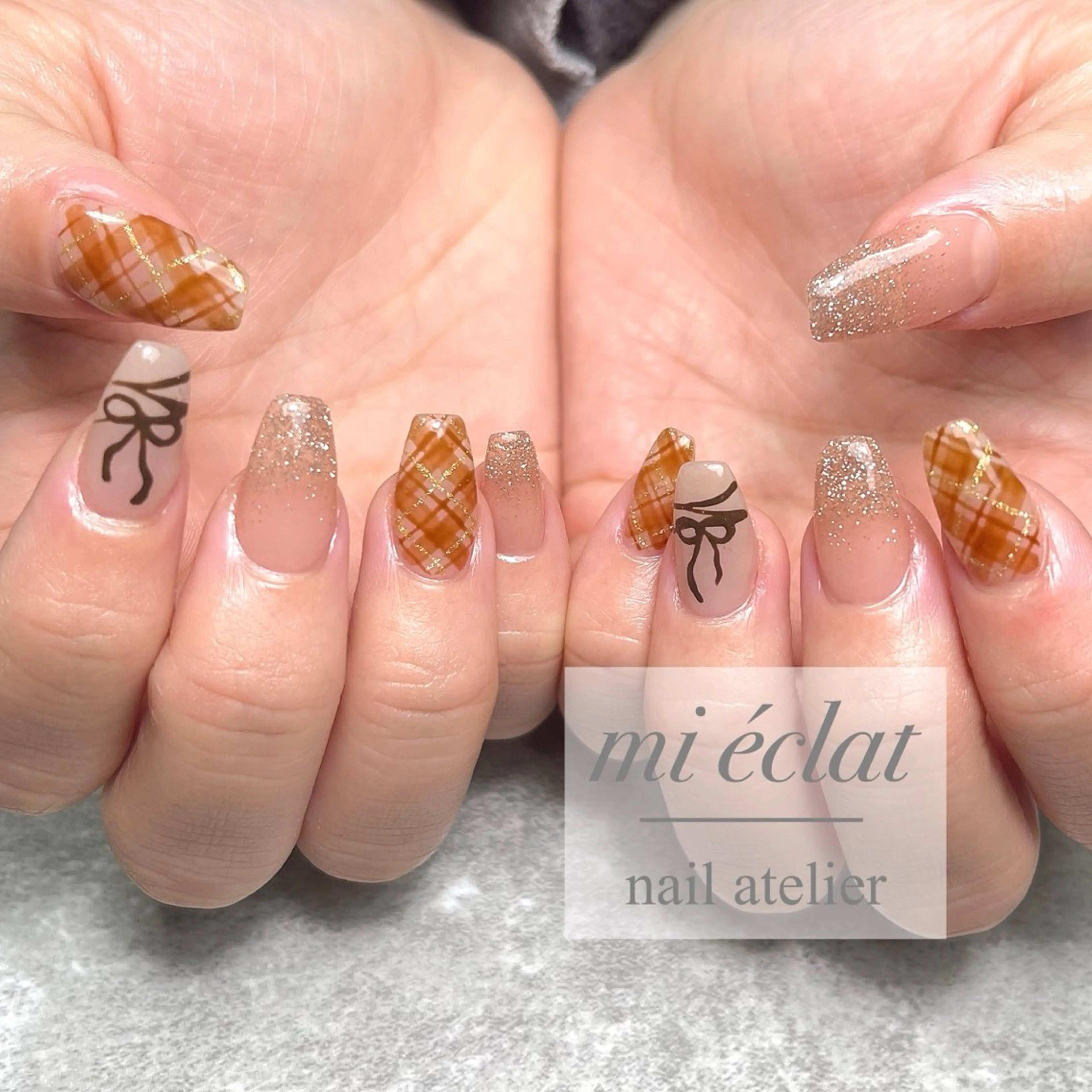 ネイル アートネイル リボン mi éclat ミ　エクラのネイルデザイン