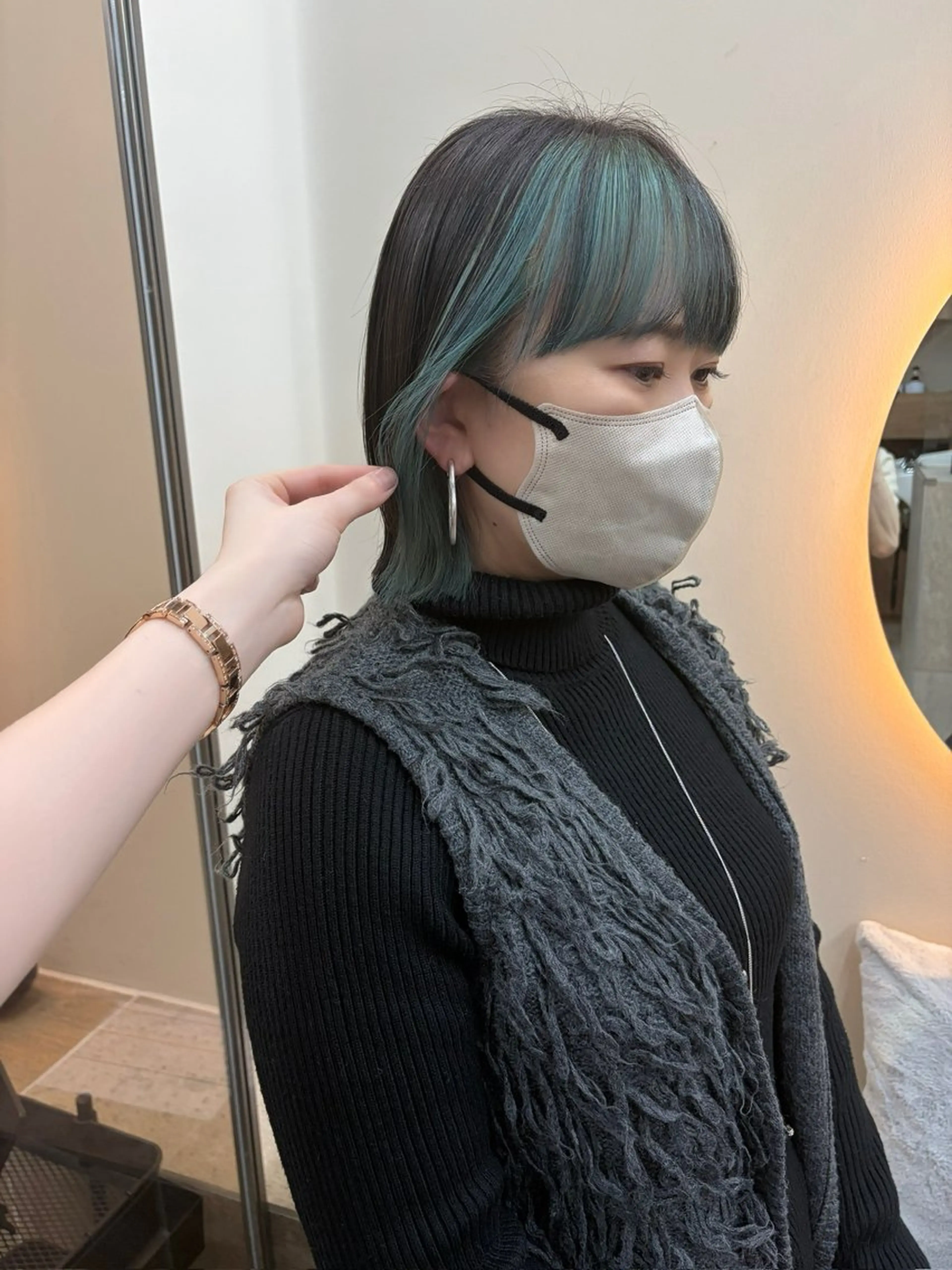 ミディアム カラー パーマ ミストバング  フェイスフレーミング カット ヘアカラー 《柔らかhair𓍯 》木村美姫のヘアスタイル