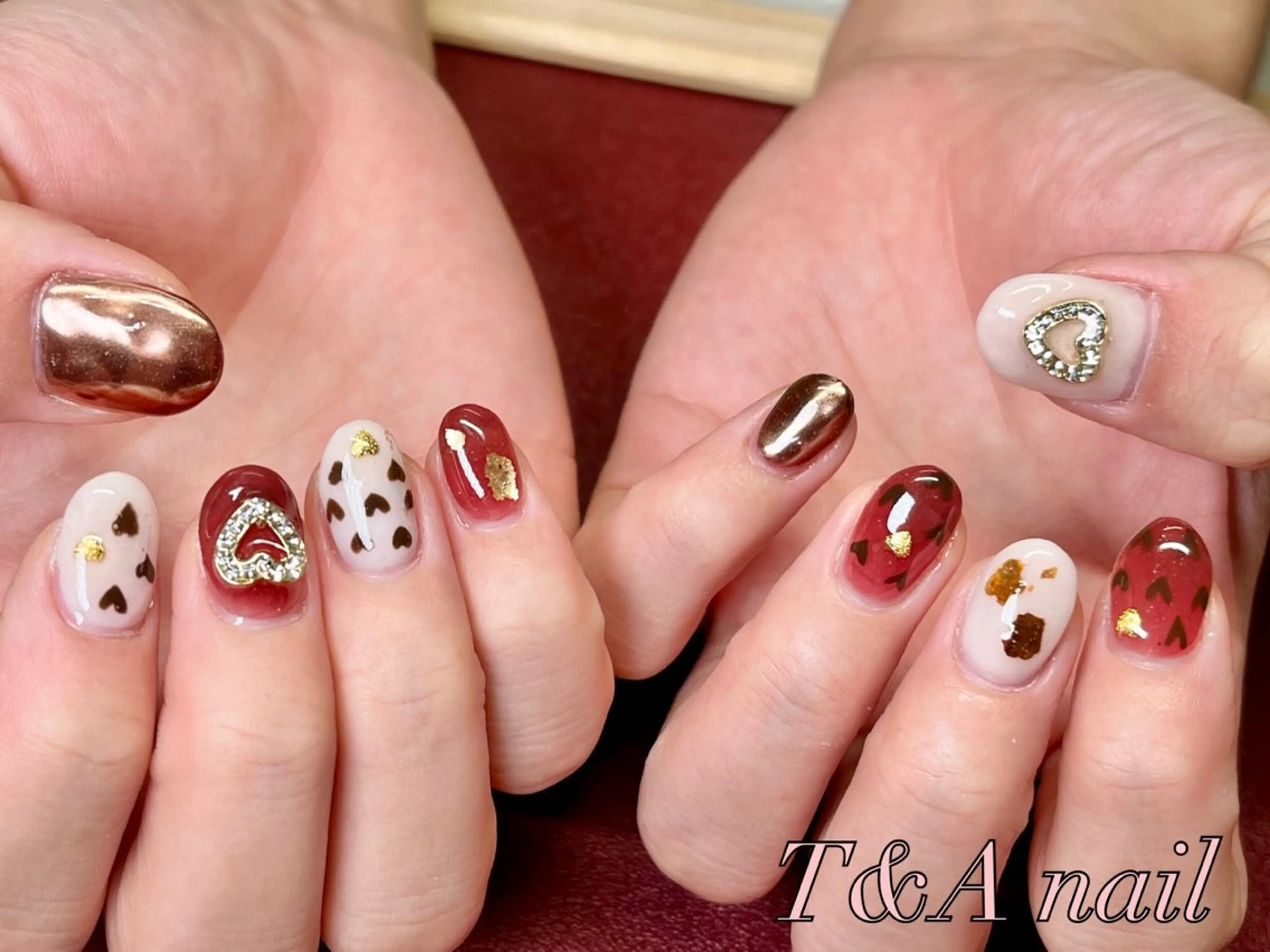 ネイル 長さ出し ジェルネイル ハート ニュアンスネイル スカルプネイル ハンドネイル T&A nailのネイルデザイン