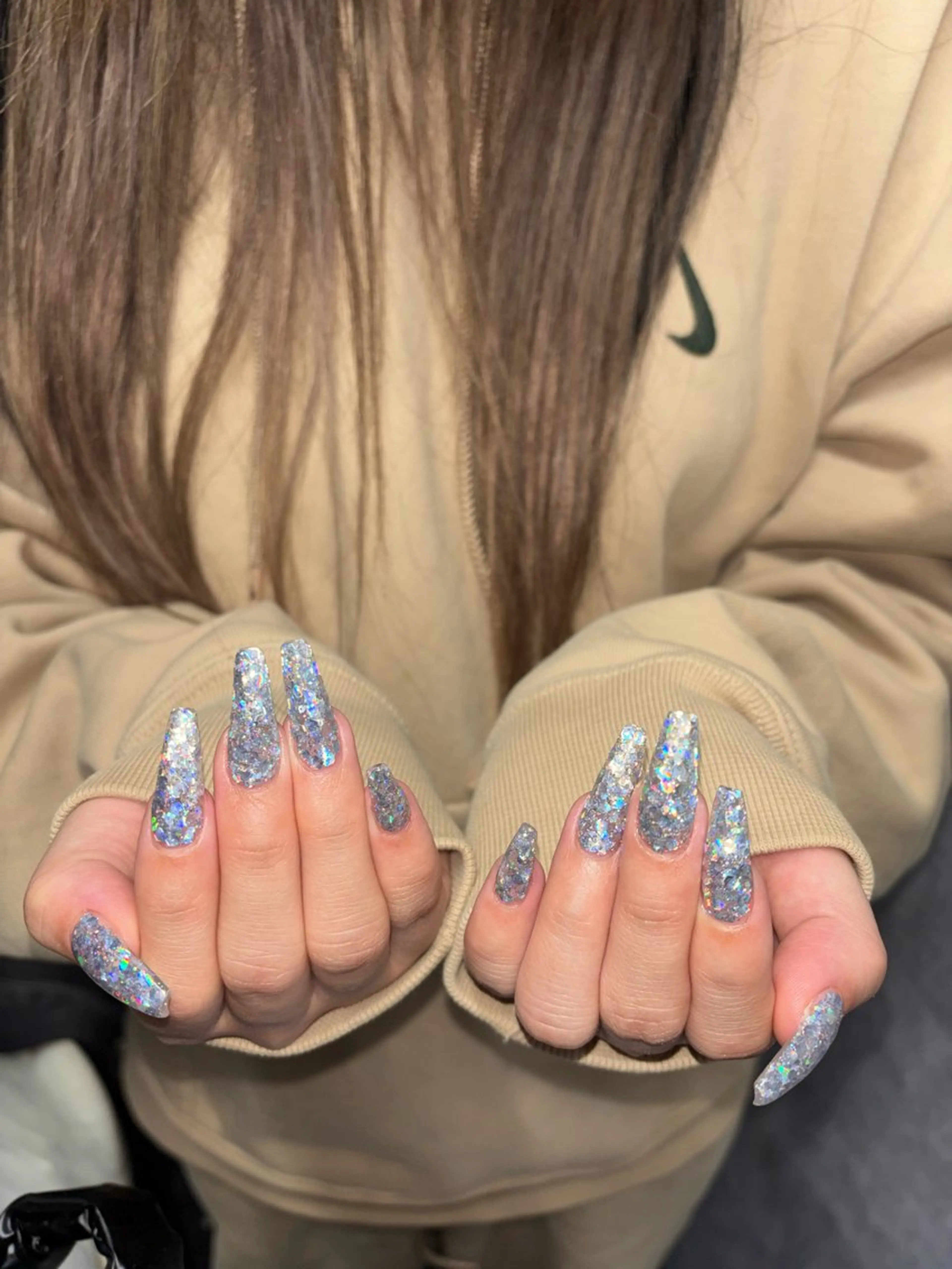 ネイル ラメ(グリッター) ワンカラーネイル 馬場 聖桜のネイルデザイン