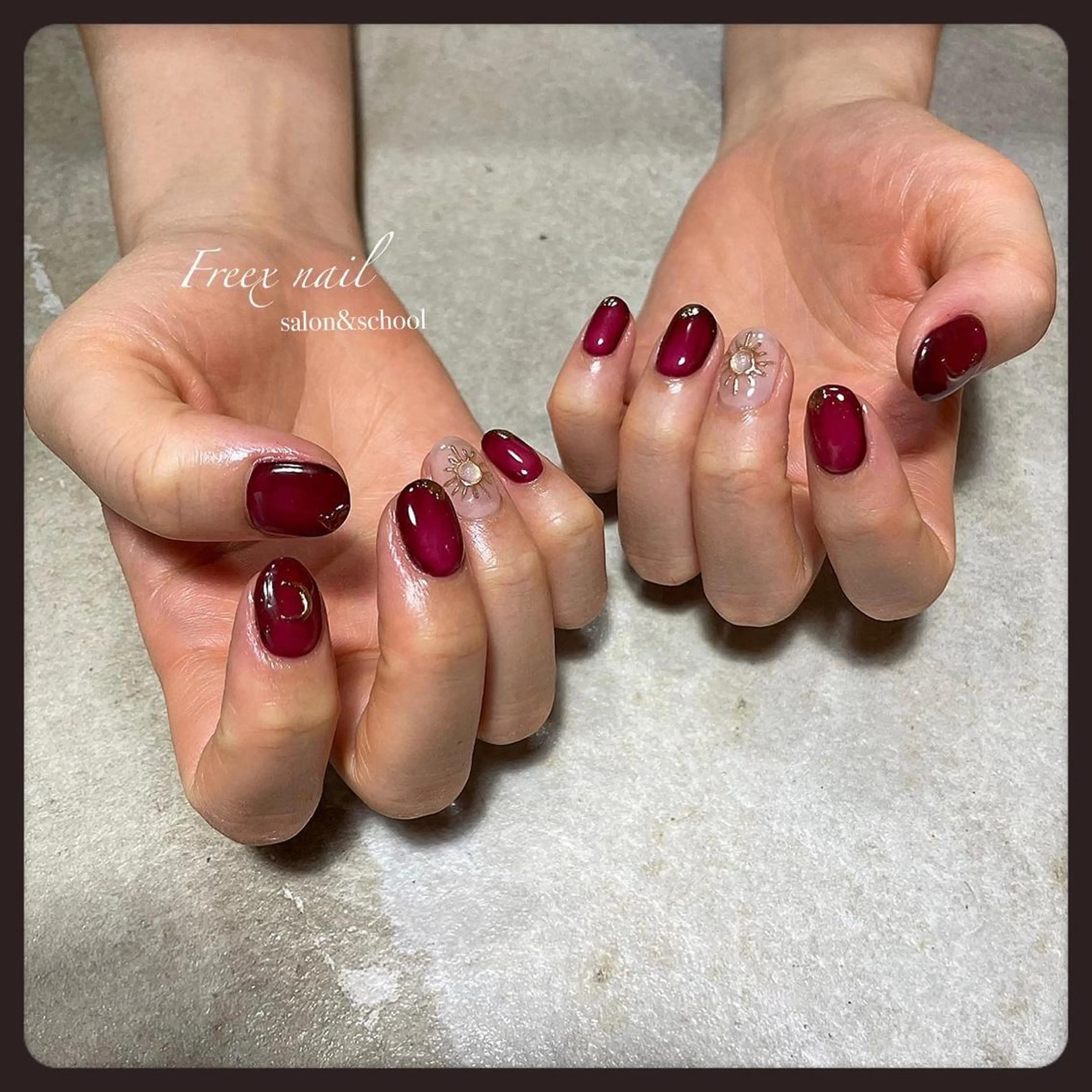ネイル 赤色 ハンドネイル フットネイル freex nail /ニュアンス/個性派のネイルデザイン