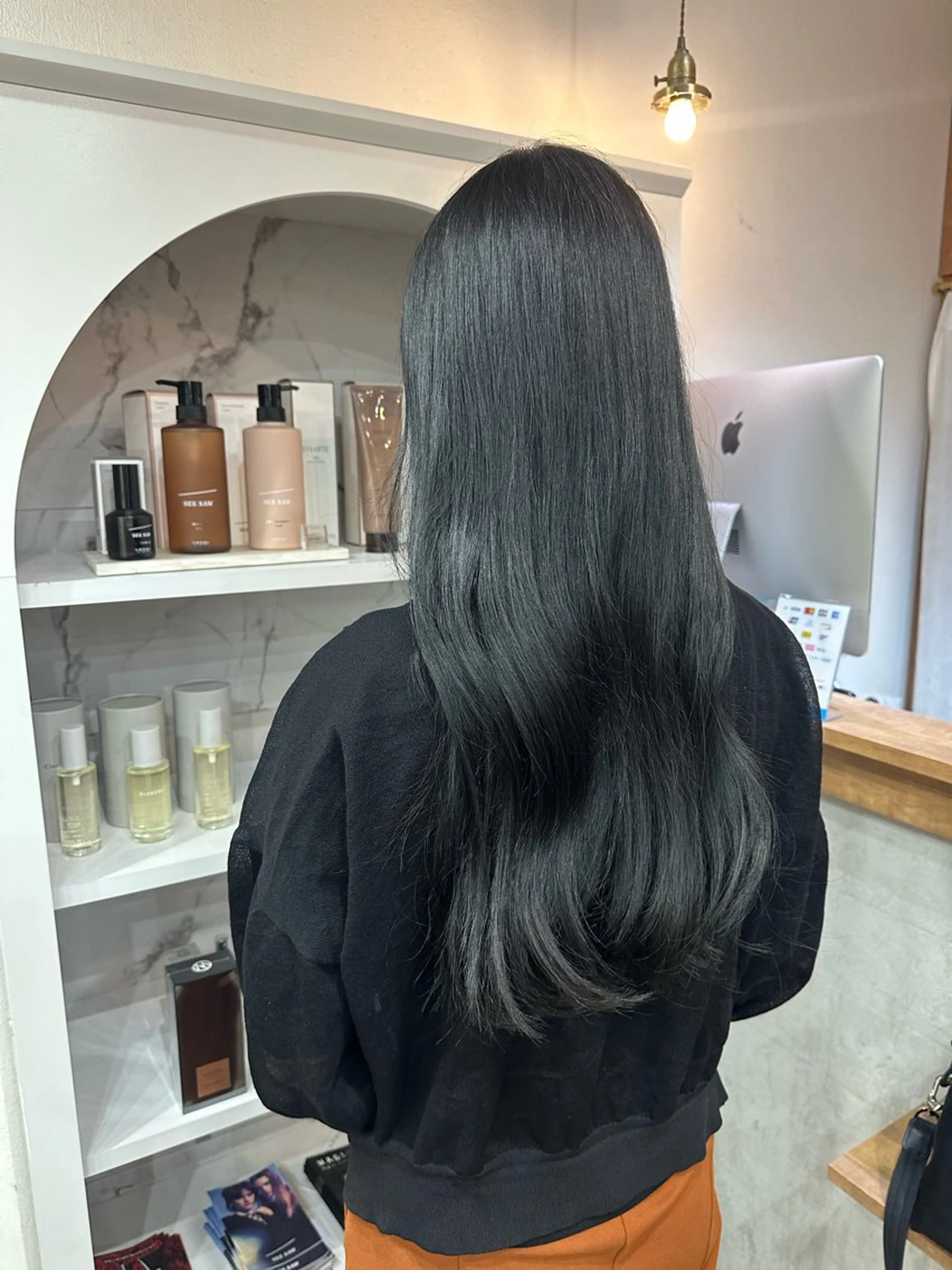 ロング タマシロカリン 艶カラー/レイヤーのヘアスタイル