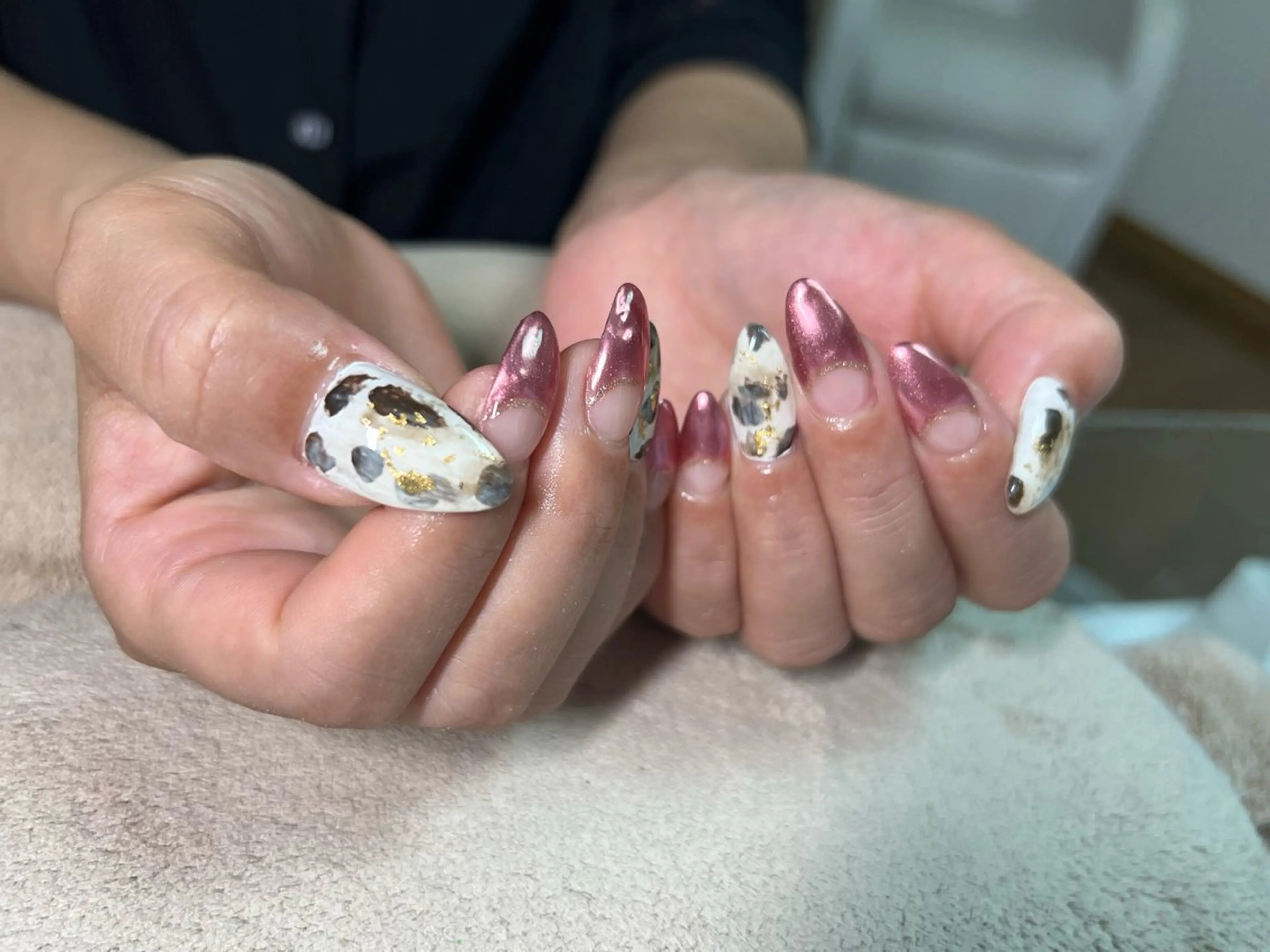 ネイル フレンチネイル ミラーネイル ピンク ハンドネイル CITRAtotal beautyのネイルデザイン