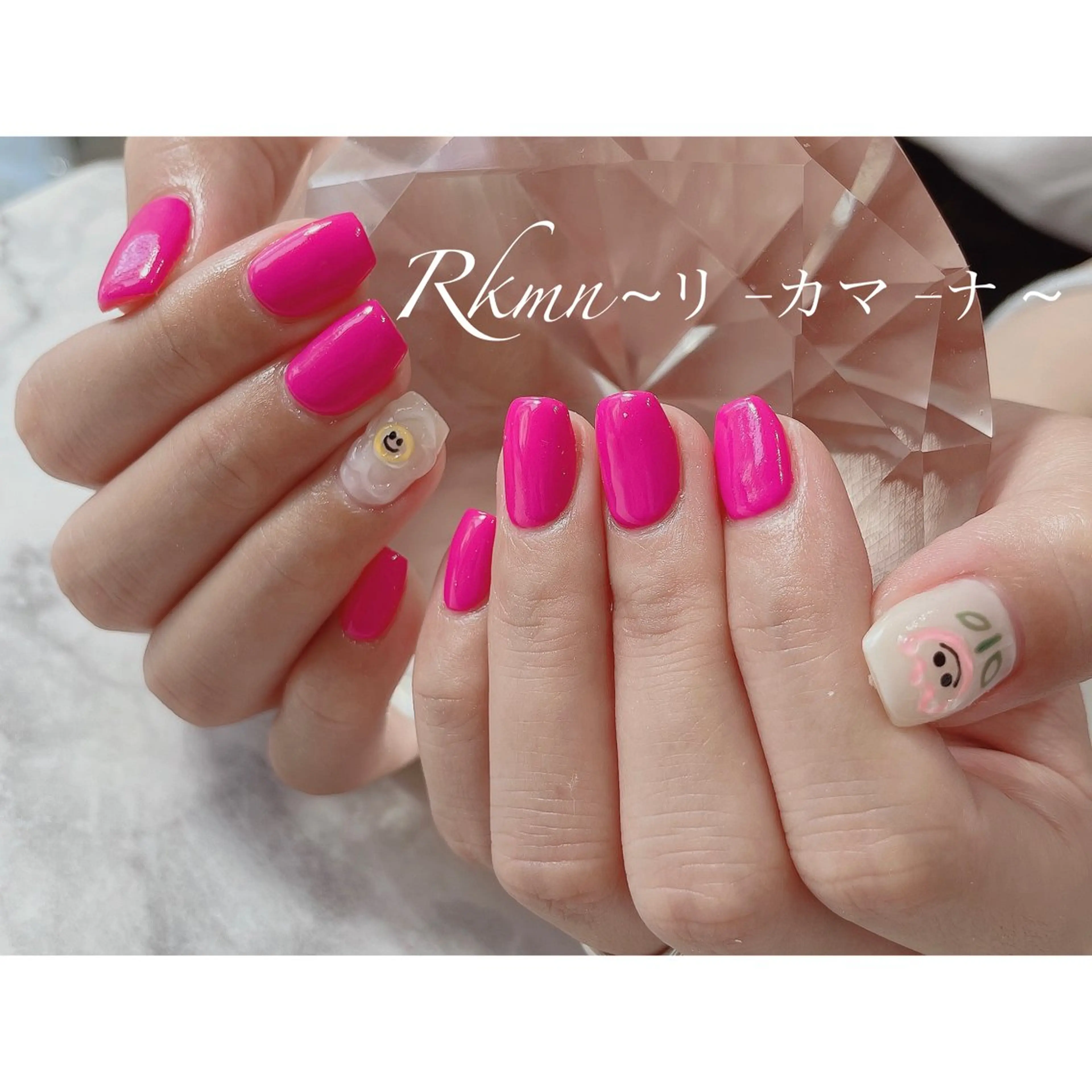 ネイル アートネイル フラワーネイル ピンク 春ネイル ハンドネイル フットネイル ハンドケア Rkmn ~リ-カマ-ナ~のネイルデザイン