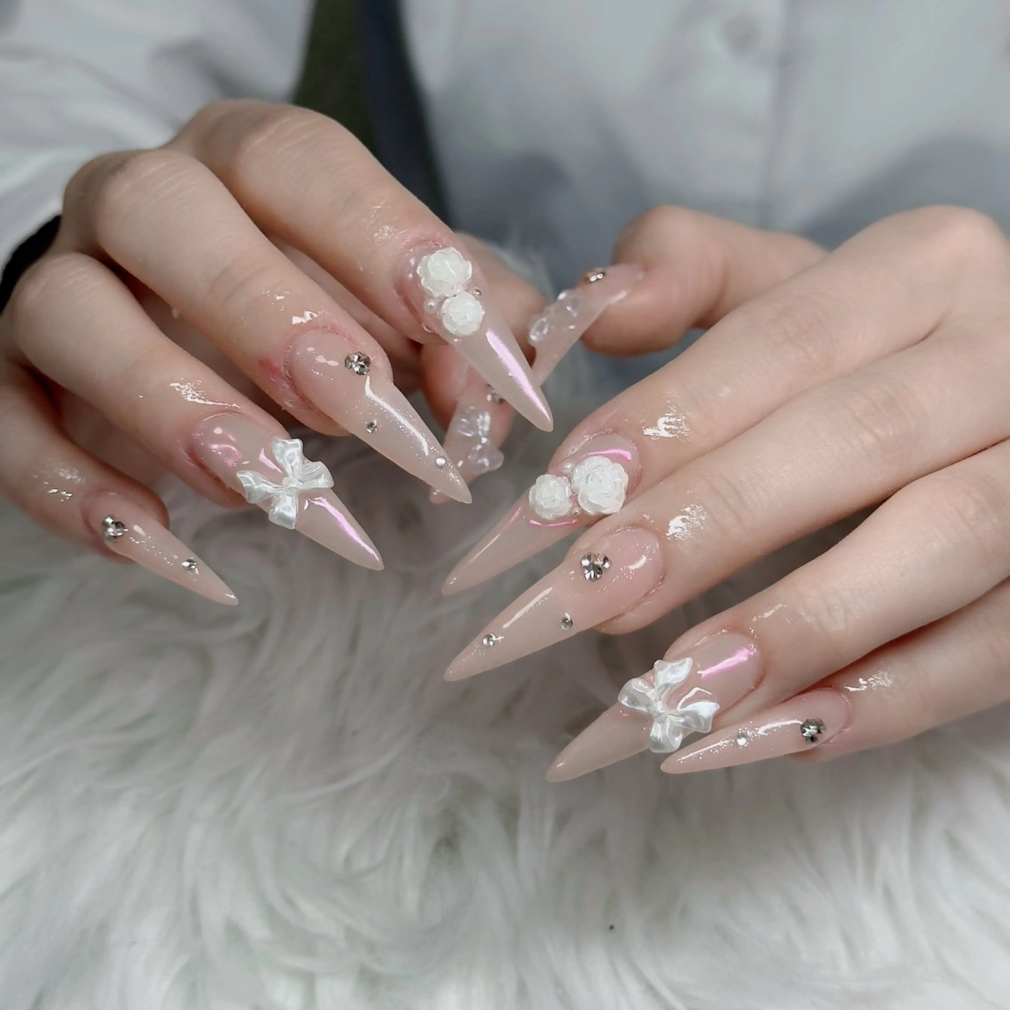 ネイル フットネイル フレンチネイル グラデーション 韓国ネイル ロングネイル ハンドネイル Hani Nail Salonのネイルデザイン