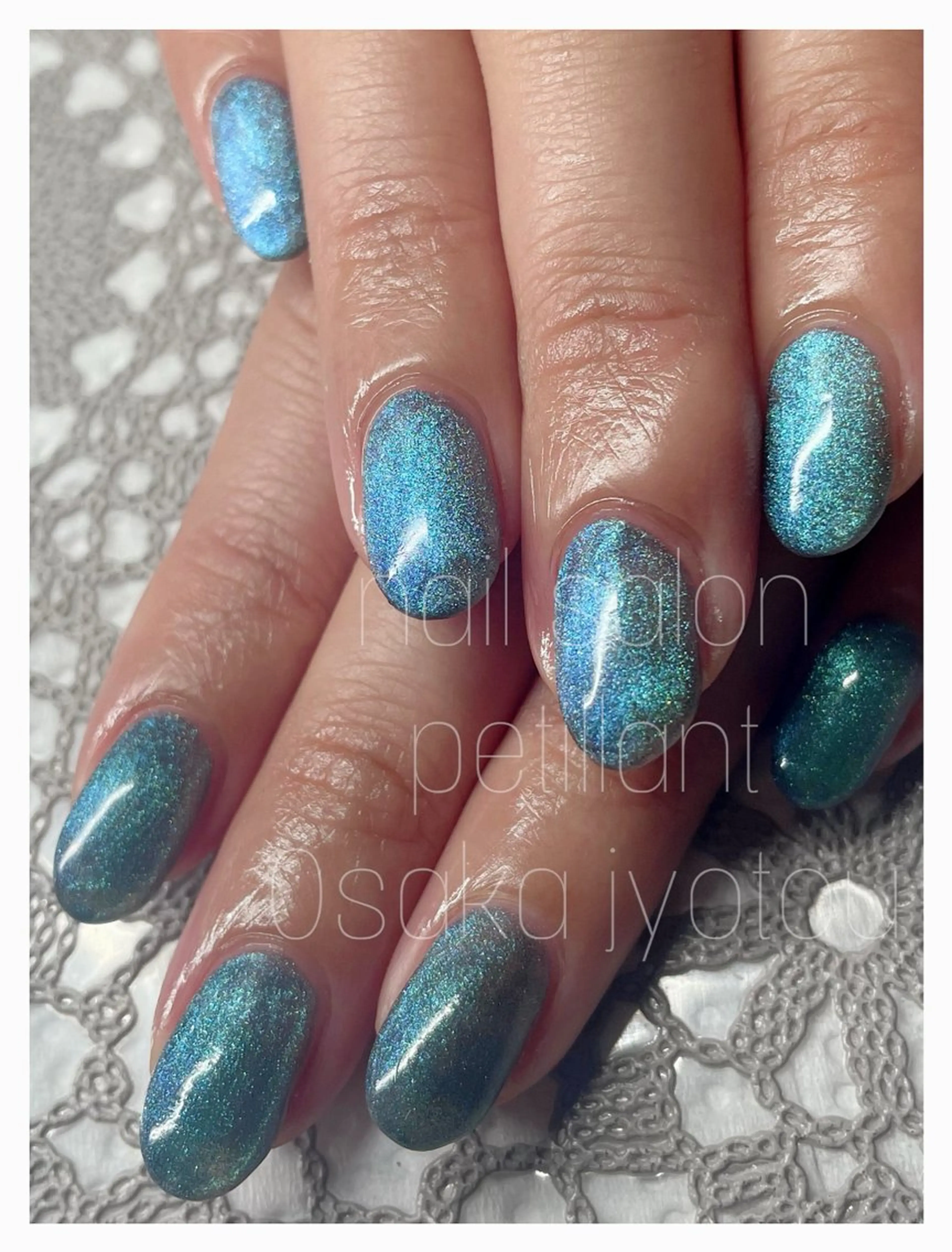 ネイル ブルー 水色 マグネットネイル nail salon petillantのネイルデザイン