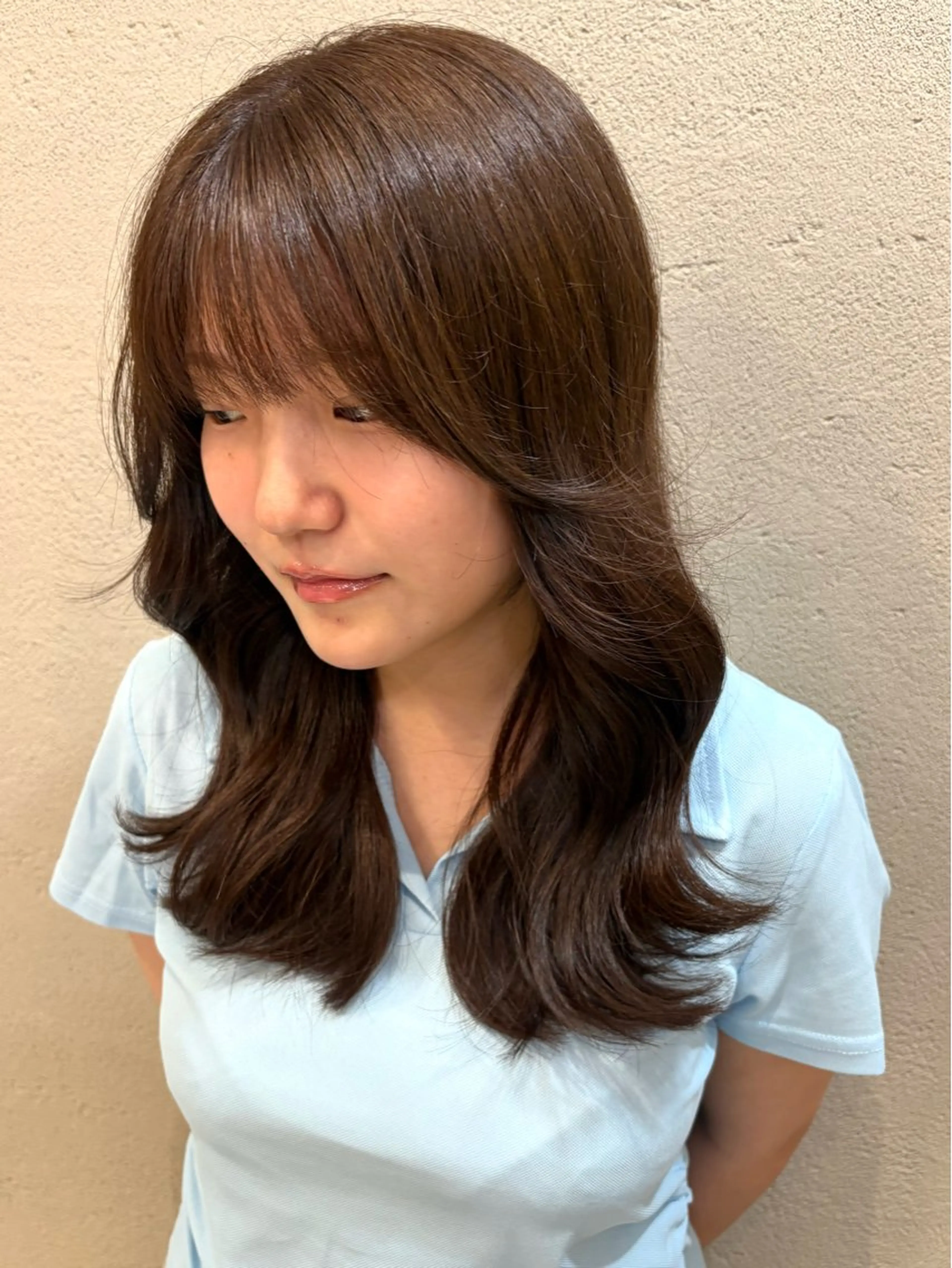 ロング カラー アッシュ ブラウンカラー ダークブラウン 韓国風ヘア ヘアカラー 中嶋偲月🌙 艶カラー/縮毛矯正のヘアスタイル
