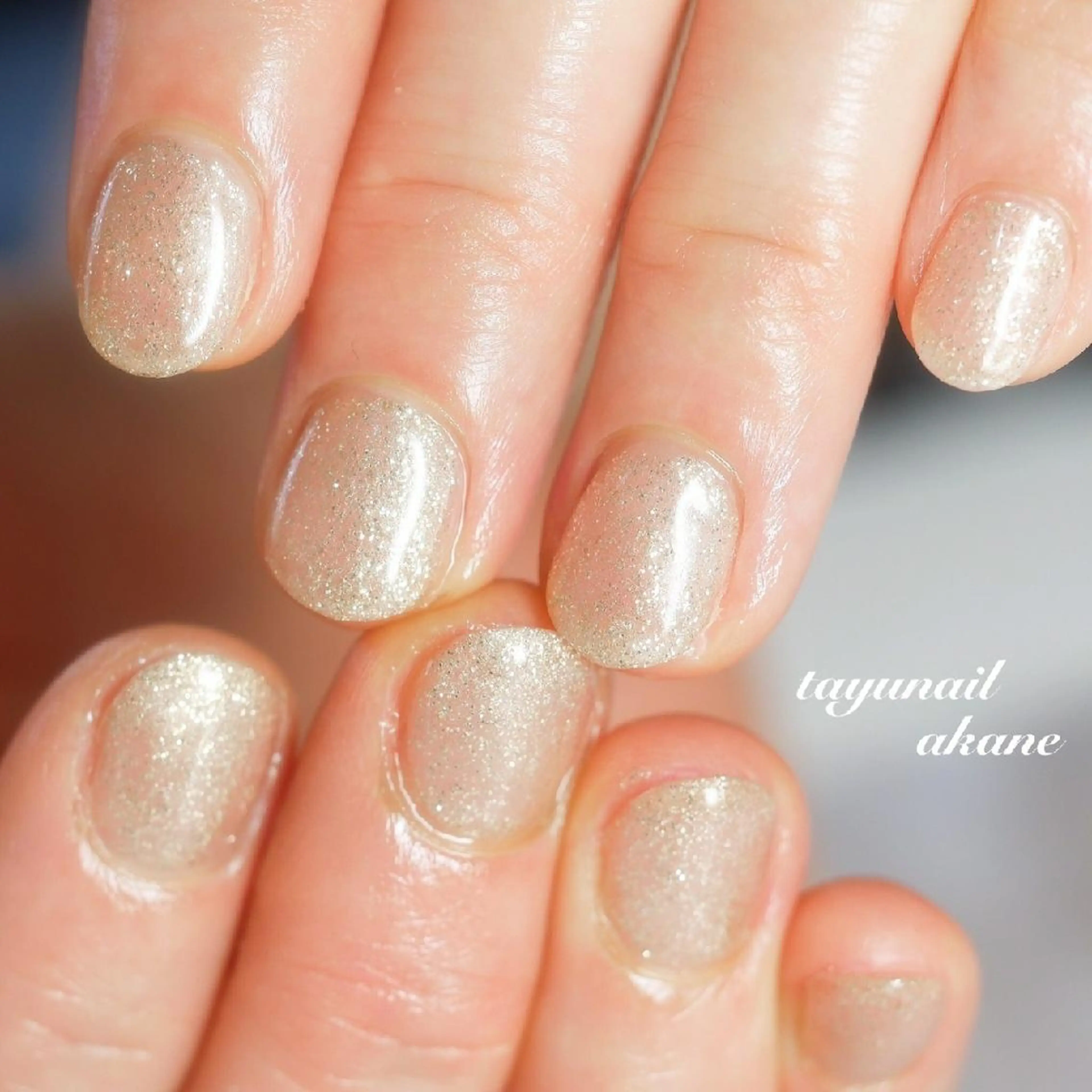 ネイル ブルー ジェルネイル キラキラネイル ラメ(グリッター) ワンカラーネイル ネイルサロン 【たゆnail】のネイルデザイン