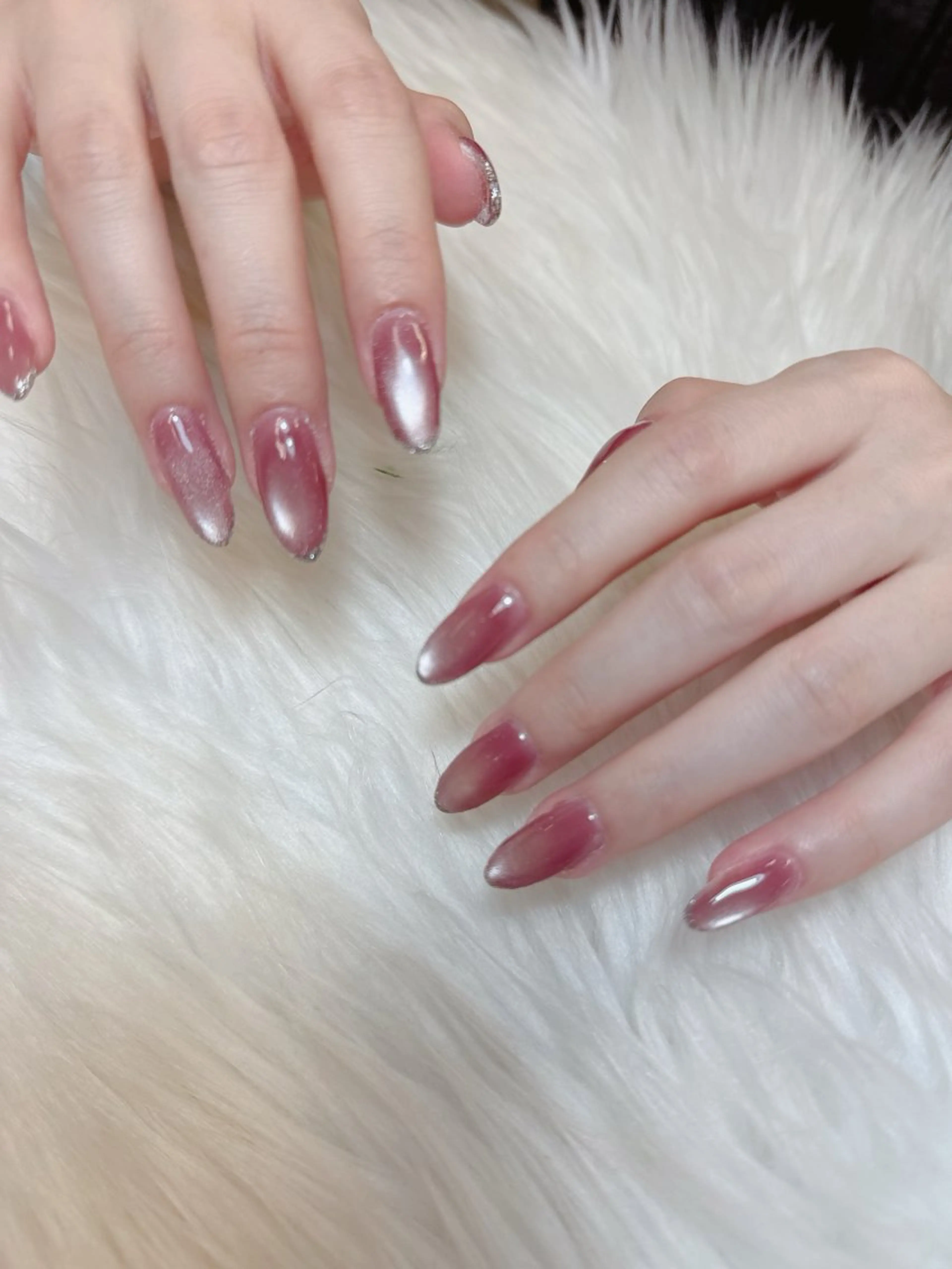 ネイル 成人式 長さ出し フレンチネイル ジェルネイル ガラスフレンチ ハンドネイル Queeens nailのネイルデザイン