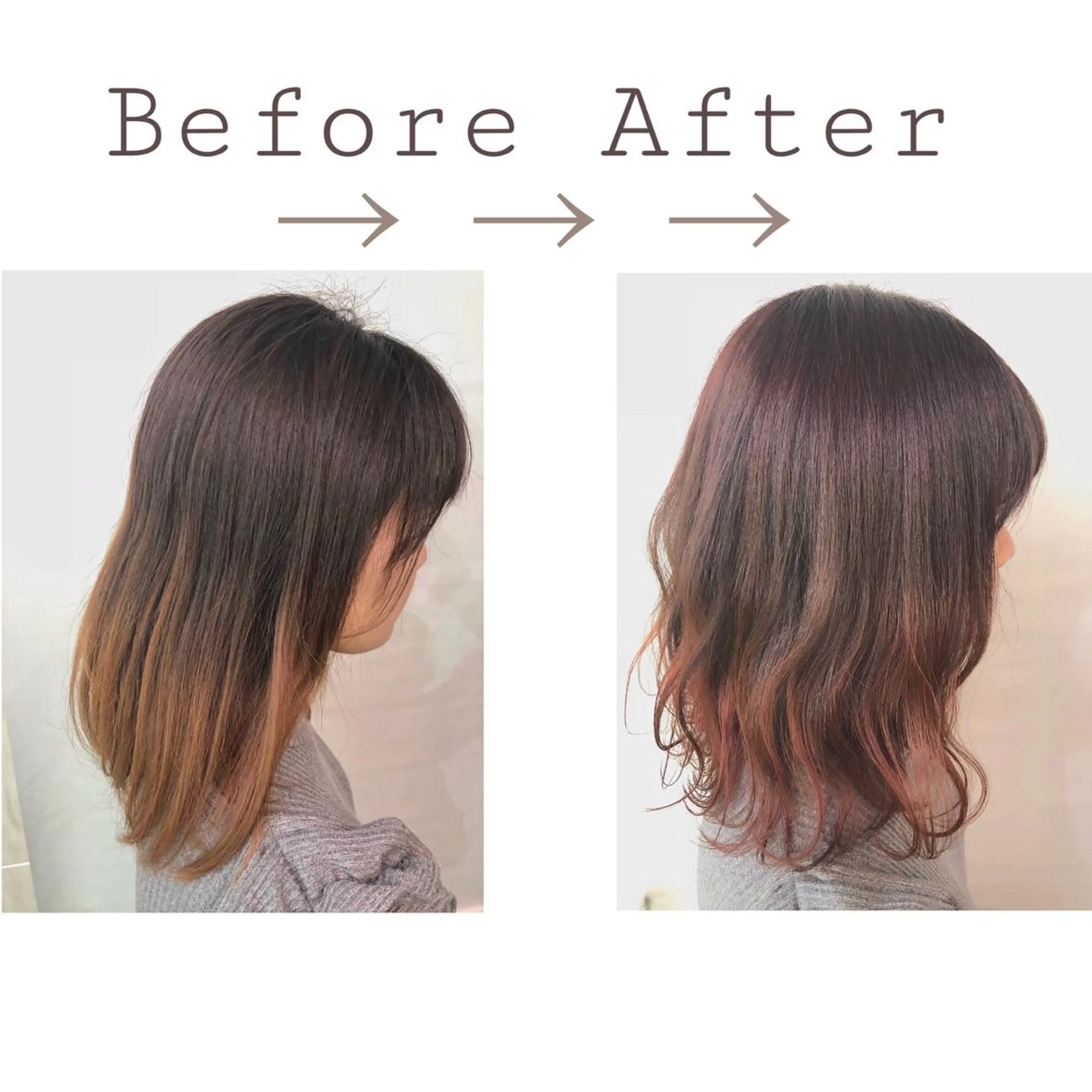 ミディアム カラー ヘアアレンジ グラデーションカラー ピンクカラー SNSで大バズり‼️ 欧米風ヘア大ヒット中のヘアスタイル