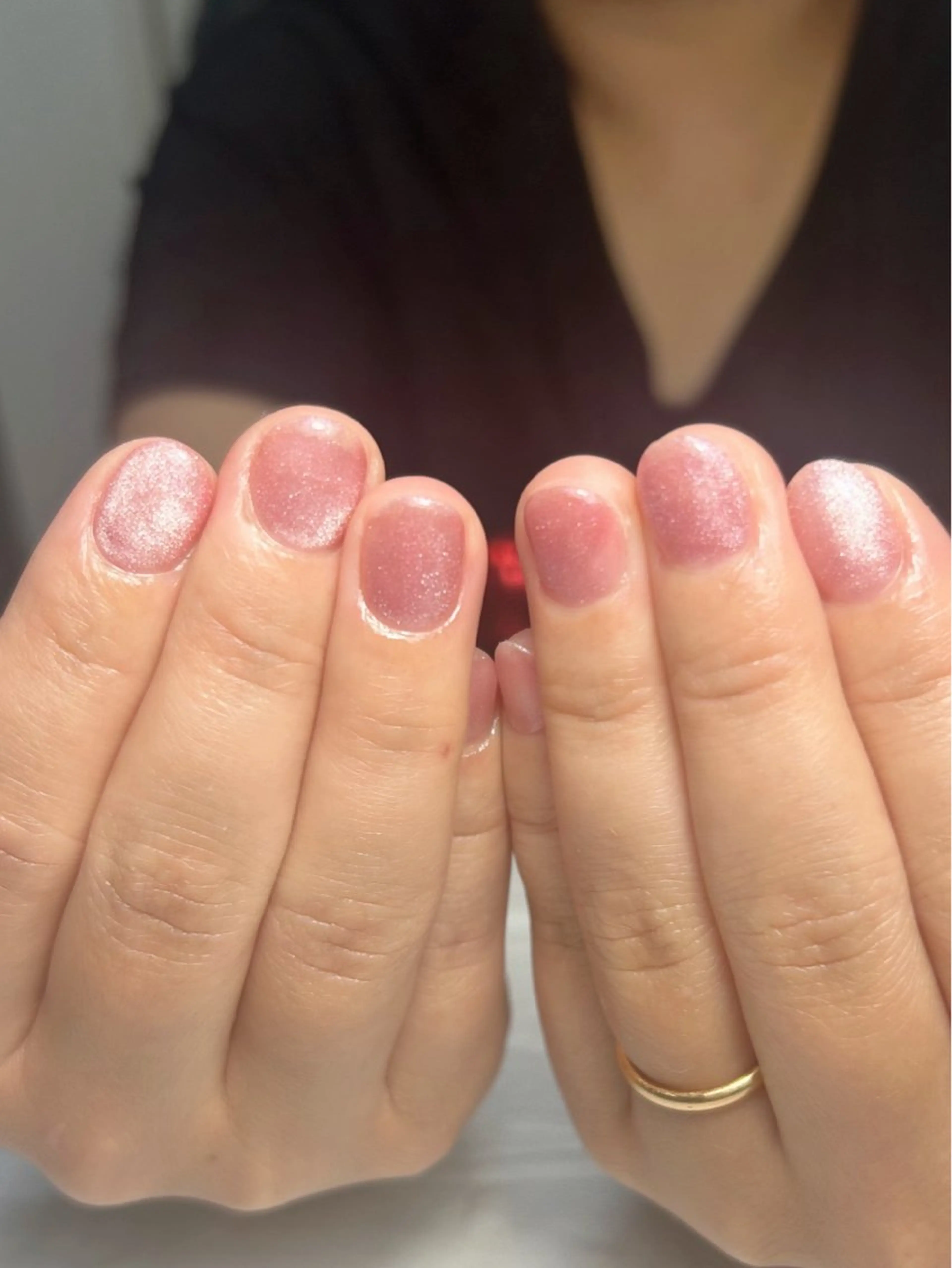 ネイル フレンチネイル マグネットネイル マグネットフレンチ ワンカラーネイル ピンク ハンドネイル わたびき えりこのネイルデザイン