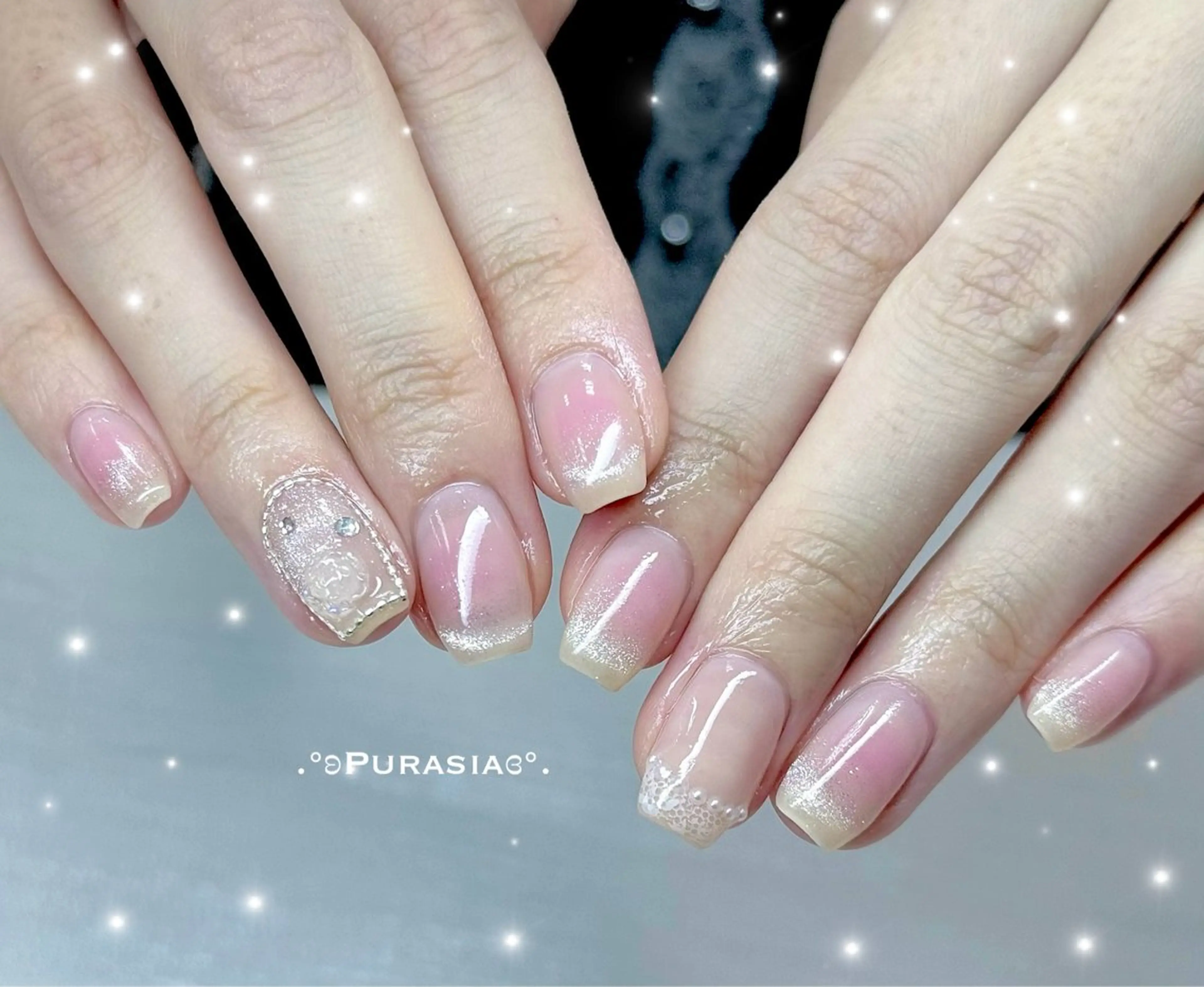 ネイル チークネイル マグネットネイル ワンホンネイル ハンドネイル Purasia高橋✧ マグ/ワンホン/地雷のネイルデザイン