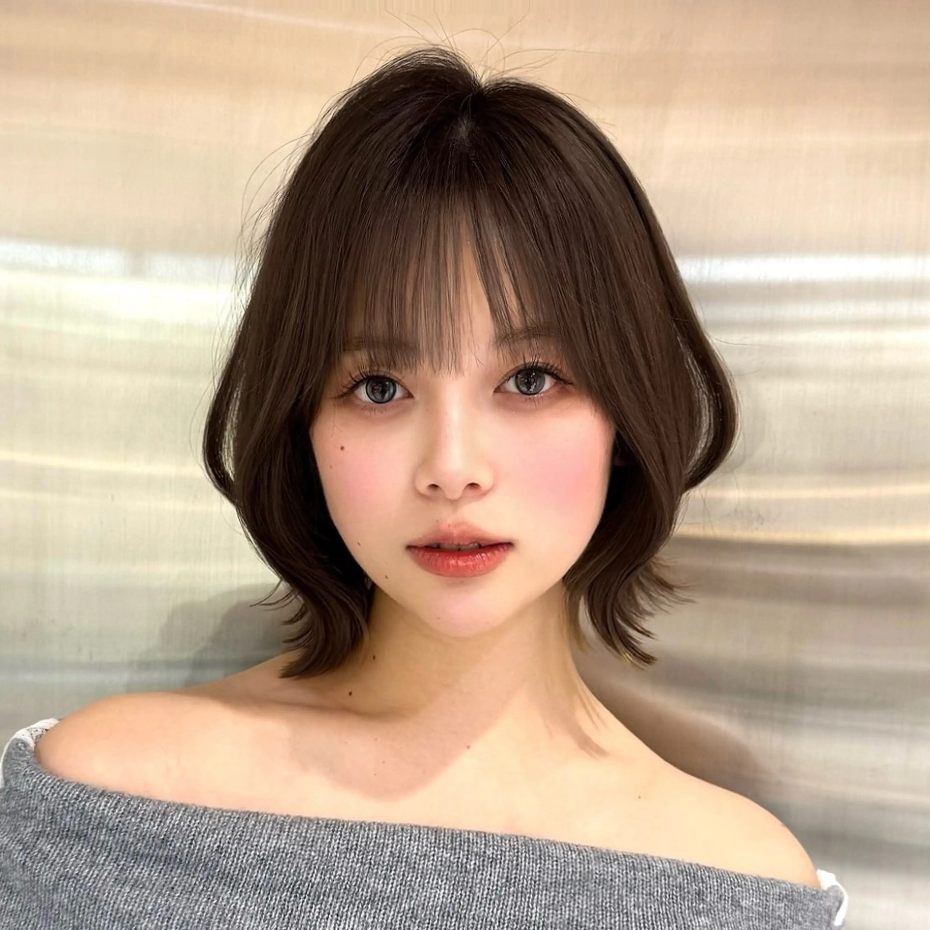 ミディアム カラー ヘアアレンジ ボブレイヤー 透明感カラー ボブ 韓国風ヘア レイヤーカット 韓国ボブ/髪質改善 /新宿/Rumiのヘアスタイル