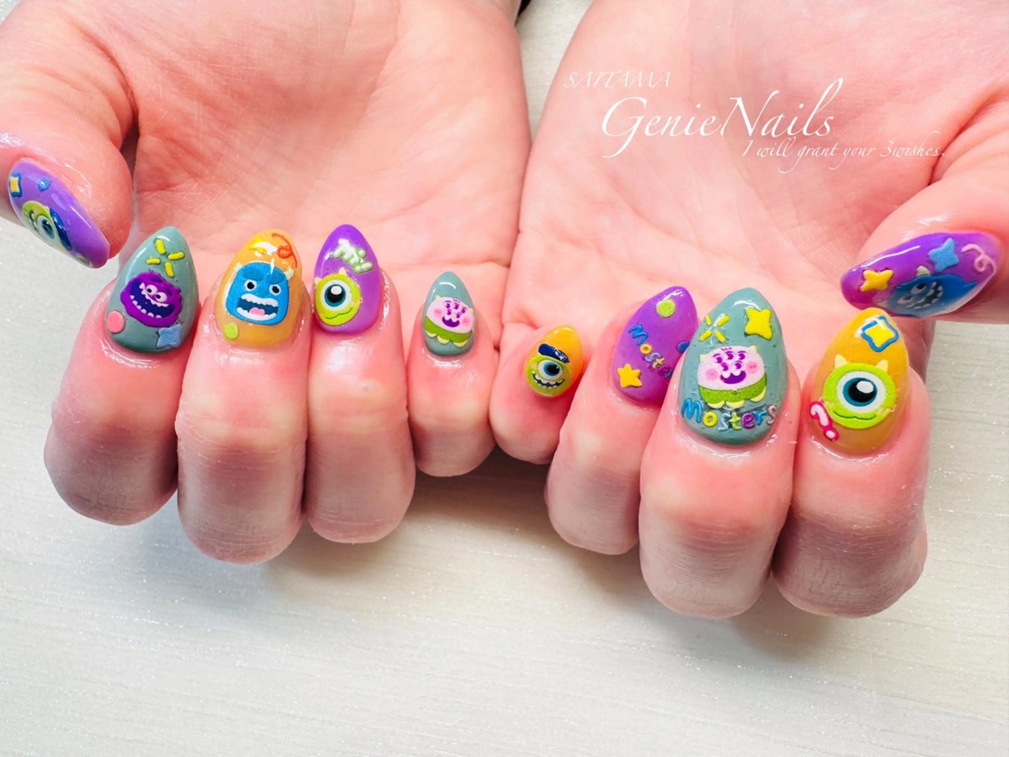 メンズ ネイル アートネイル 氷ネイル・うるうるネイル ロングネイル メンズネイル 持ち込み Genie Nailsのネイルデザイン