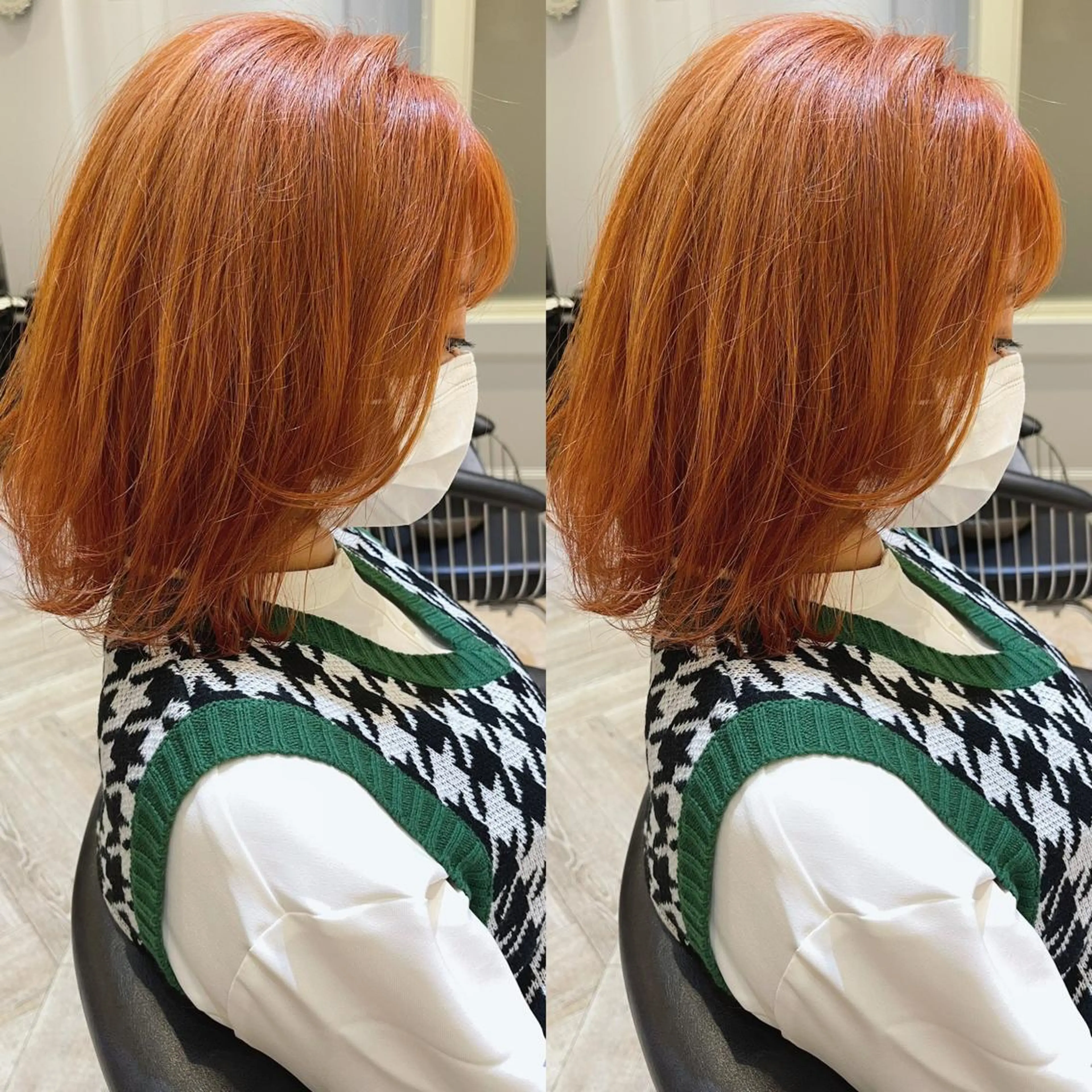 ミディアム カラー オレンジ 佐々木 裕一のヘアスタイル