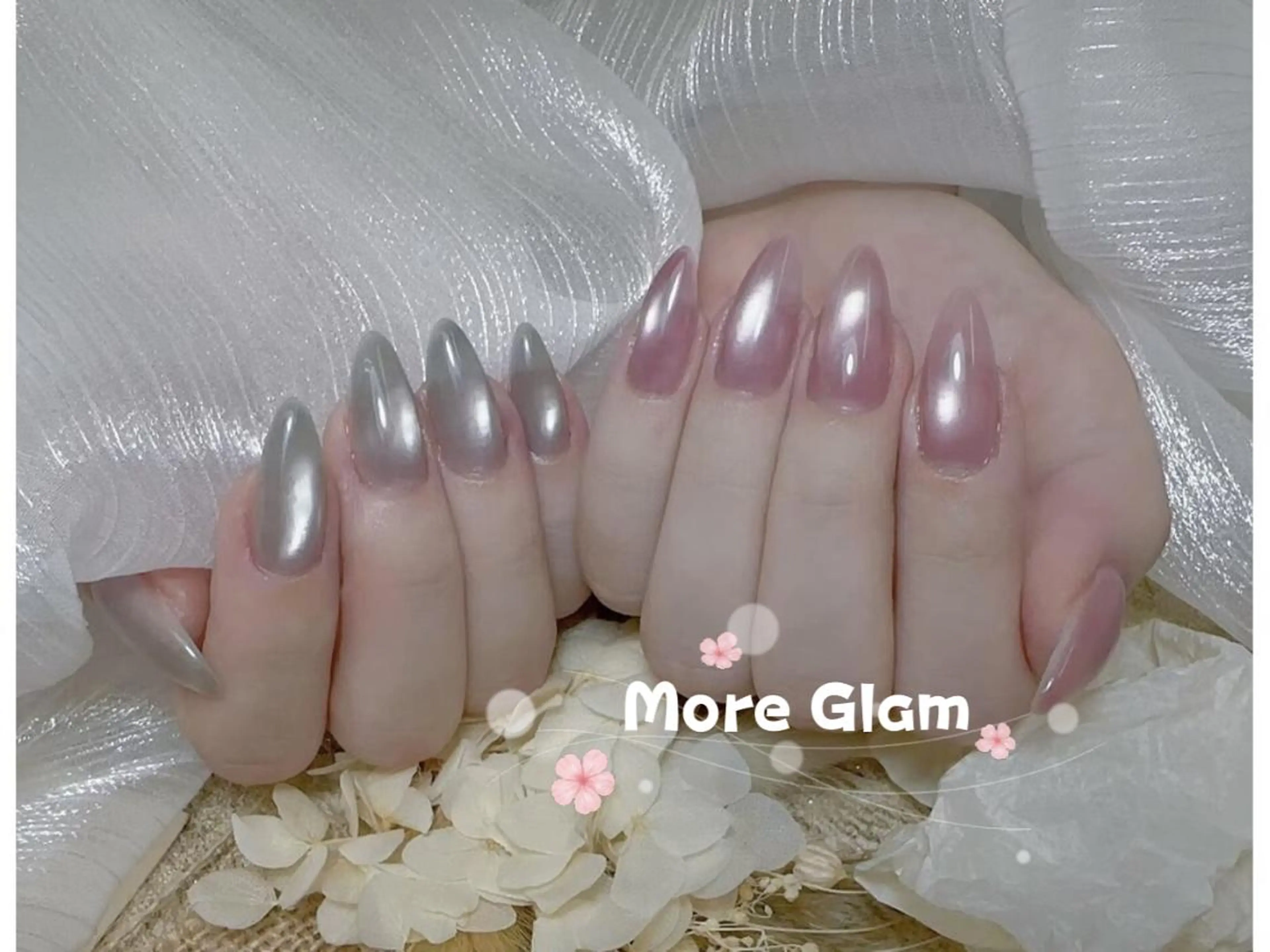 ネイル フットネイル フレンチネイル ジェルネイル ガラスフレンチ 韓国ネイル MoreGlam ネイルのネイルデザイン
