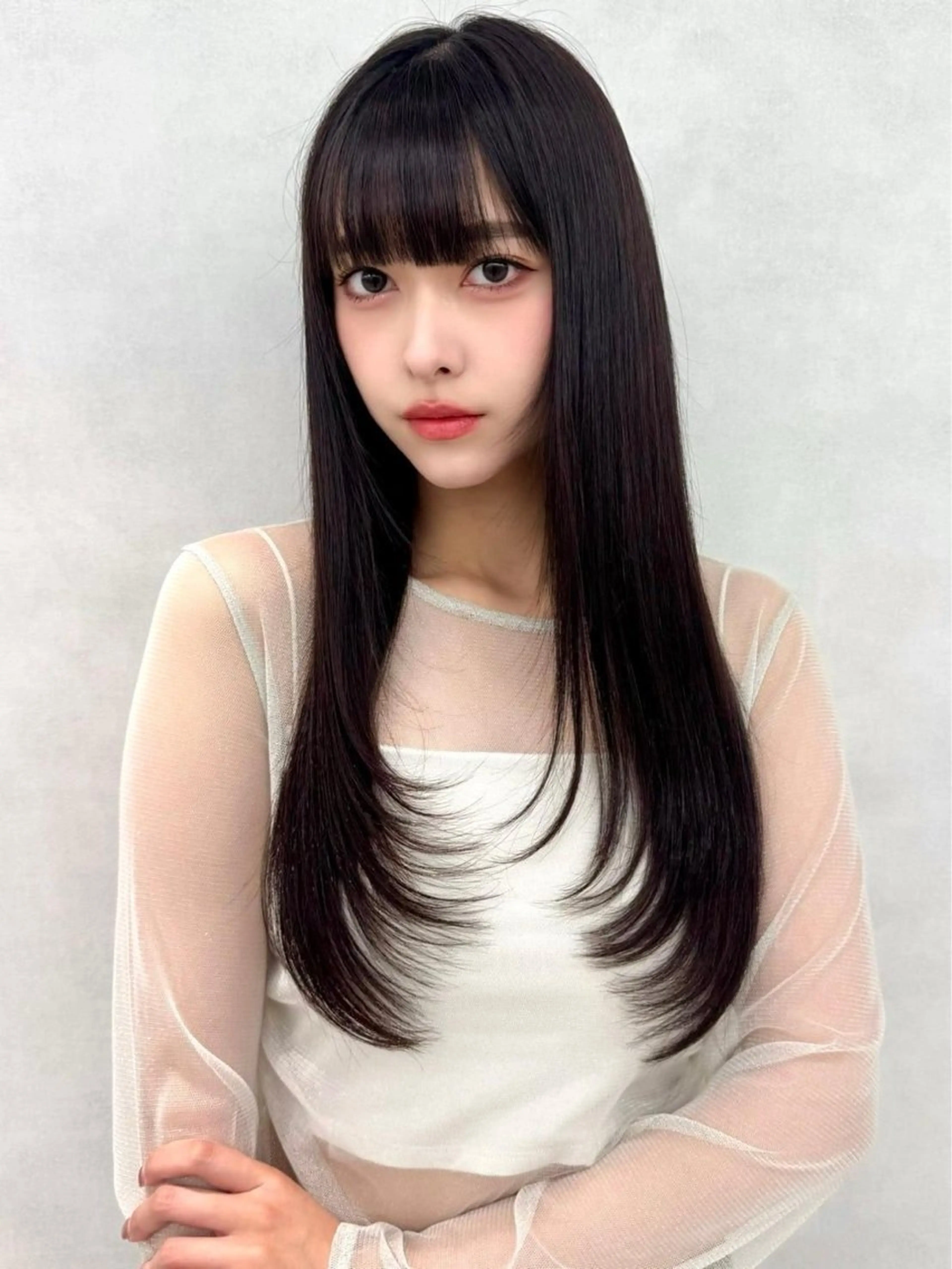 ロング パーマ ヘアアレンジ 顔周りカット 韓国風ヘア レイヤーカット 小顔カット ニュアンスパーマ カット 縮毛矯正 トリートメント ✨レイヤー/ 透明感カラー✨冨永剛のヘアスタイル