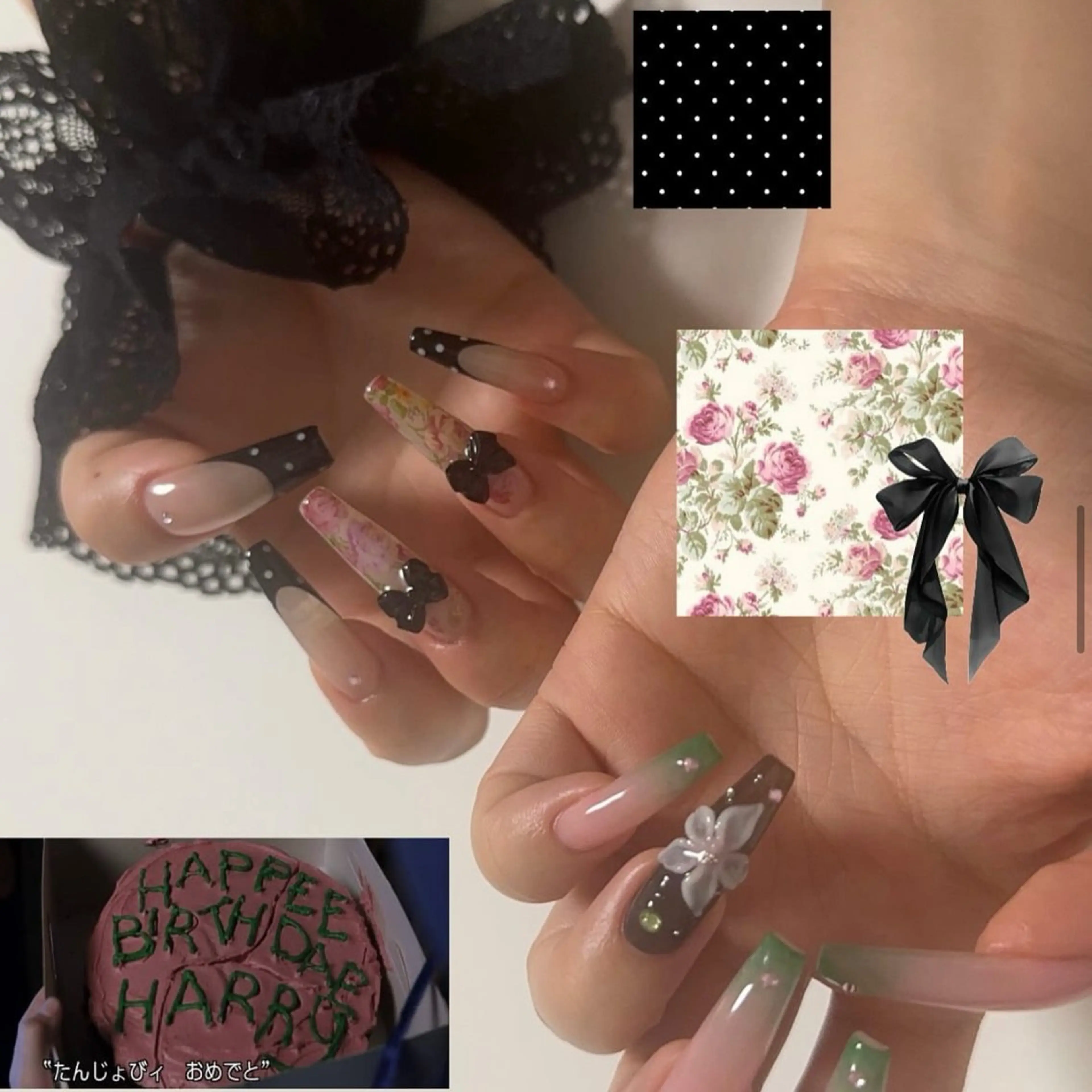 ネイル 𝙉𝙖𝙤🍓꒦꒷ Y2K / 韓国風のネイルデザイン