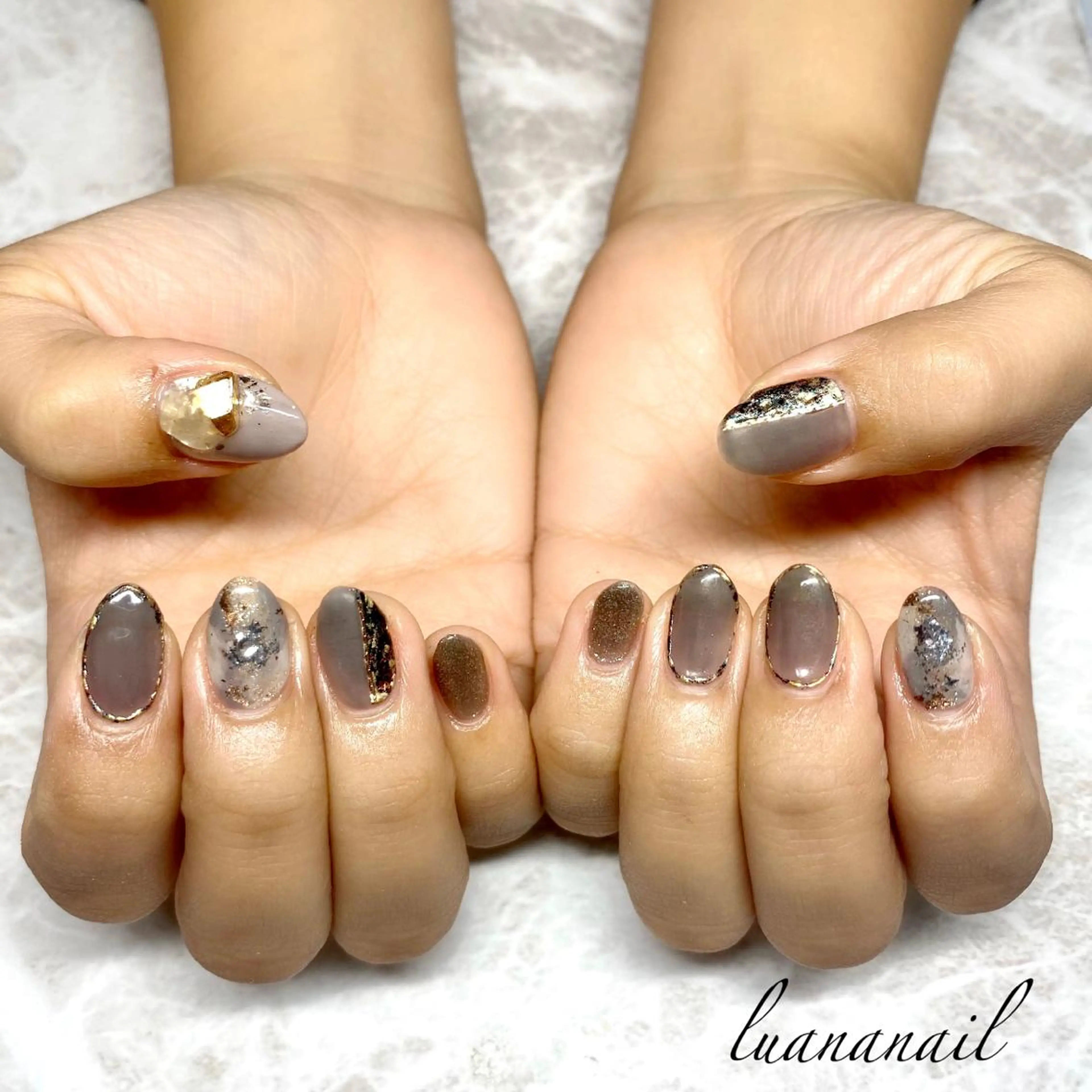 ネイル おそろいネイル ニュアンスネイル ハンドネイル luana nailのネイルデザイン